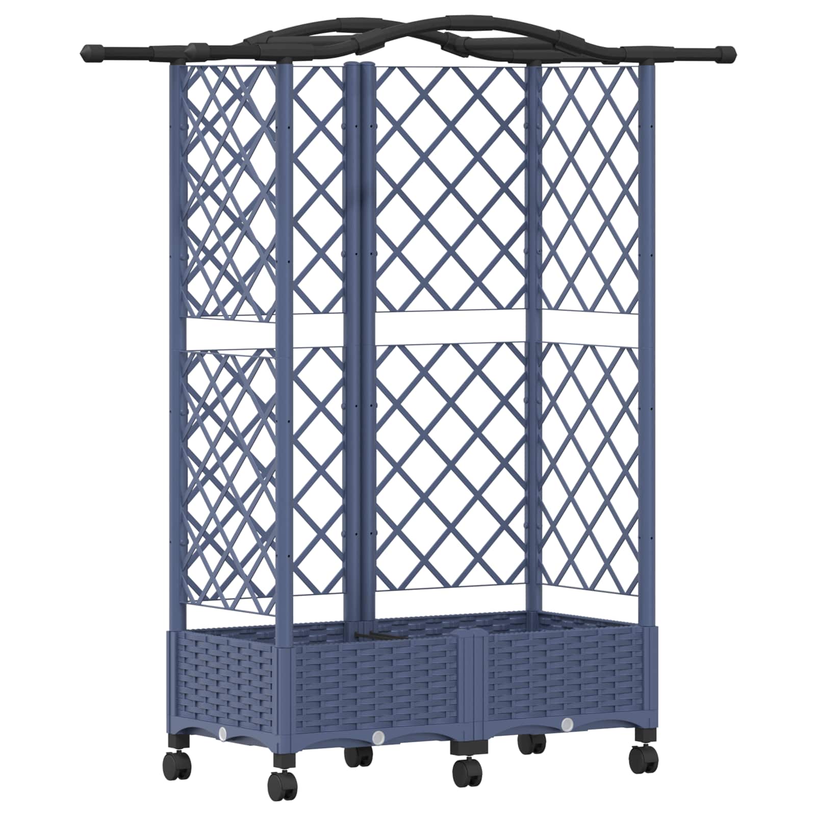 Magasított ágy trellis-szel és tetővel szürke 124 x 40 x 129 cm