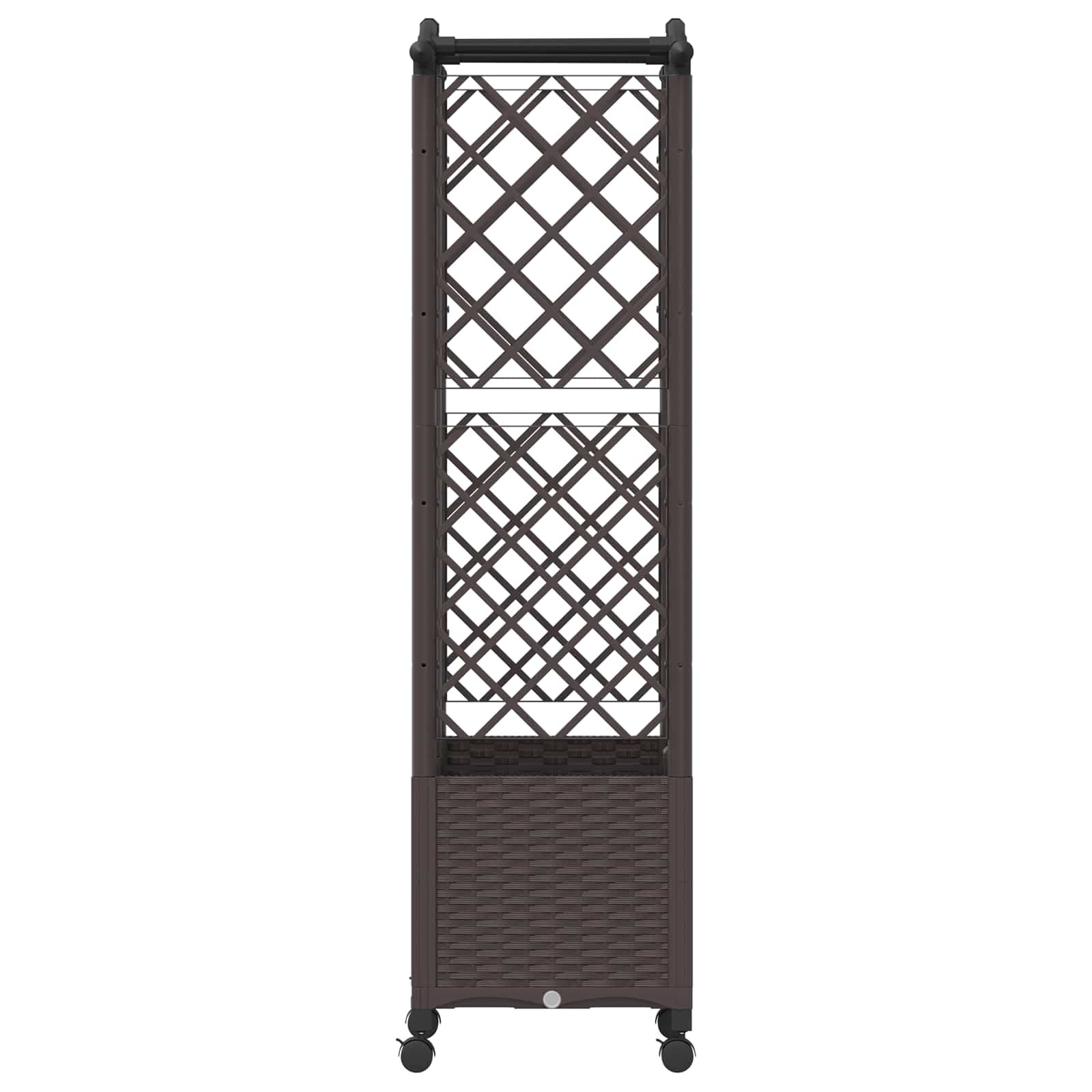 Magasított ágy trellis-szel és tetővel barna 122 x 40 x 144 cm