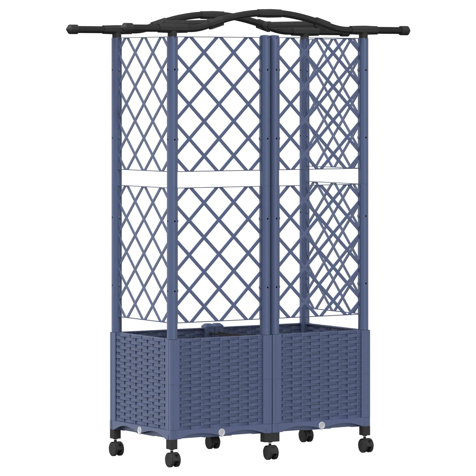 Magasított ágy trellis-szel és tetővel szürke 122 x 40 x 144 cm