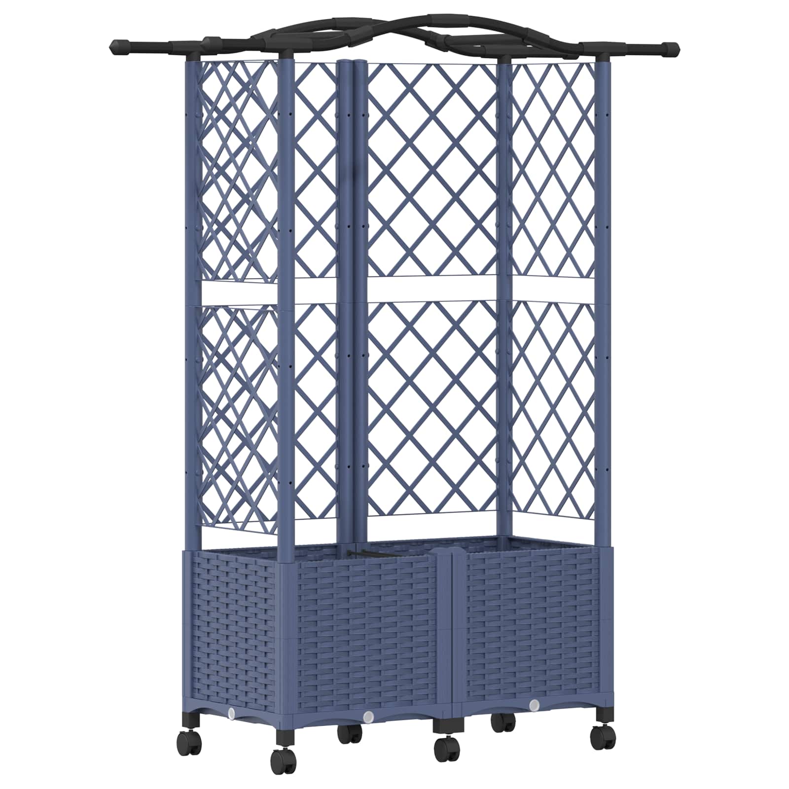 Magasított ágy trellis-szel és tetővel szürke 122 x 40 x 144 cm
