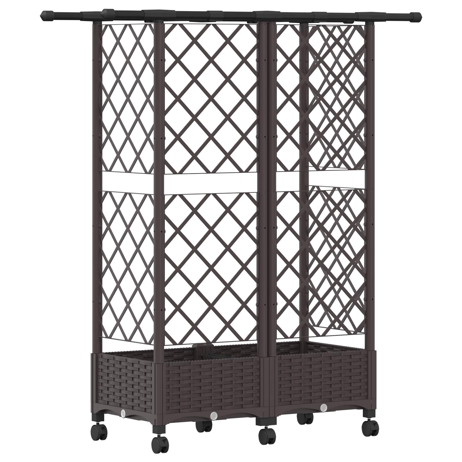 Magasított ágy trellis-szel és tetővel barna 124 x 40 x 127 cm
