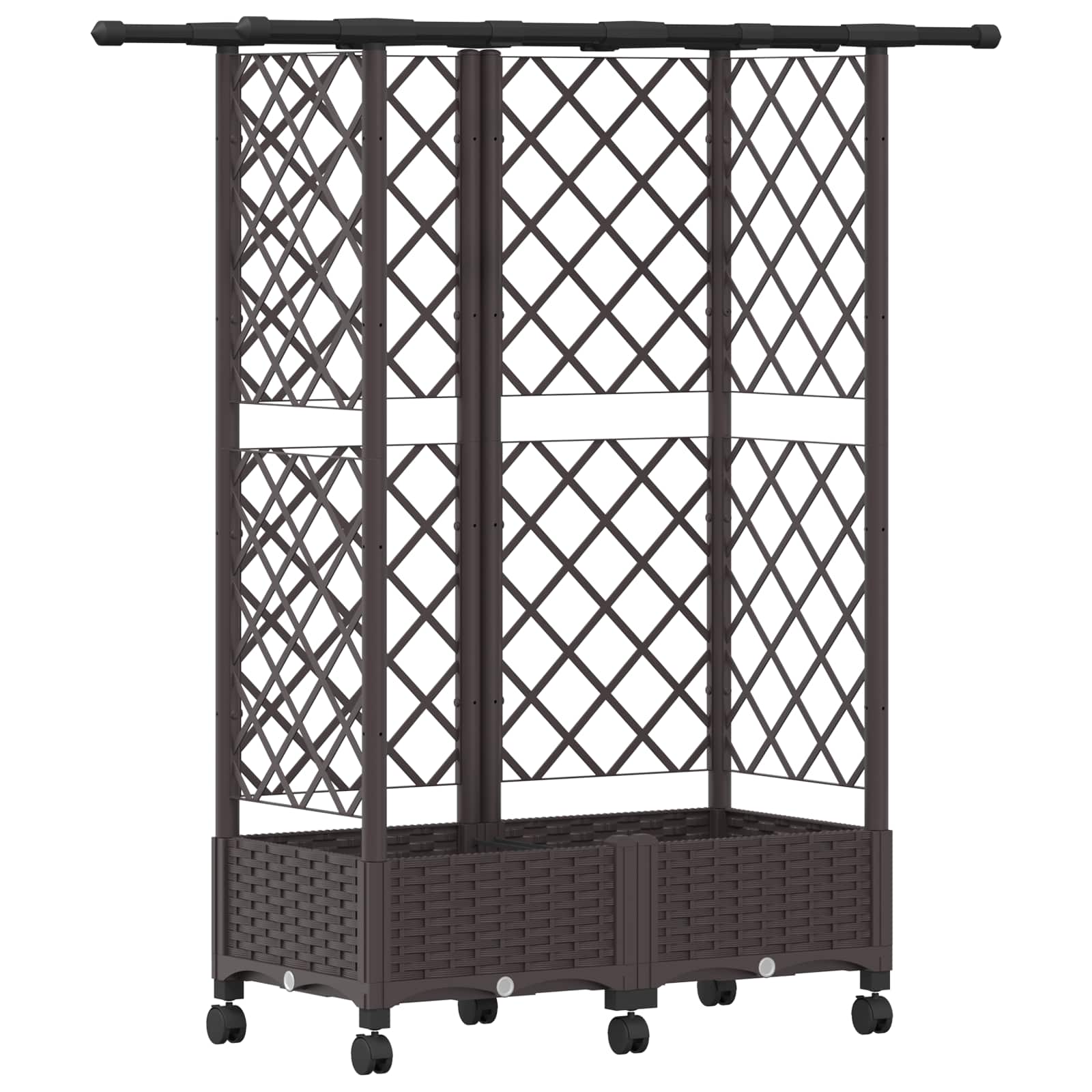Magasított ágy trellis-szel és tetővel barna 124 x 40 x 127 cm