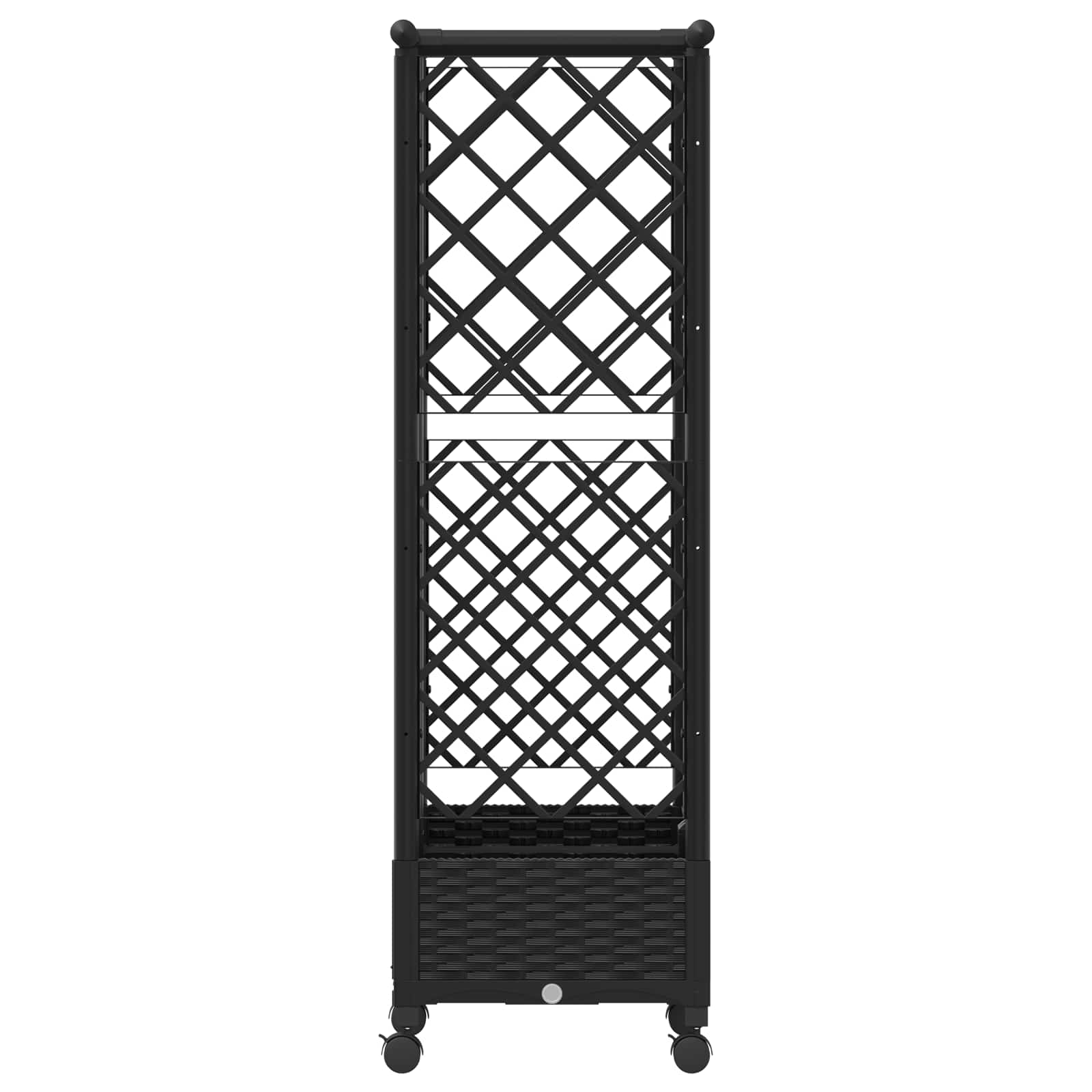 Magasított ágy trellis-szel és tetővel fekete 124 x 40 x 127 cm