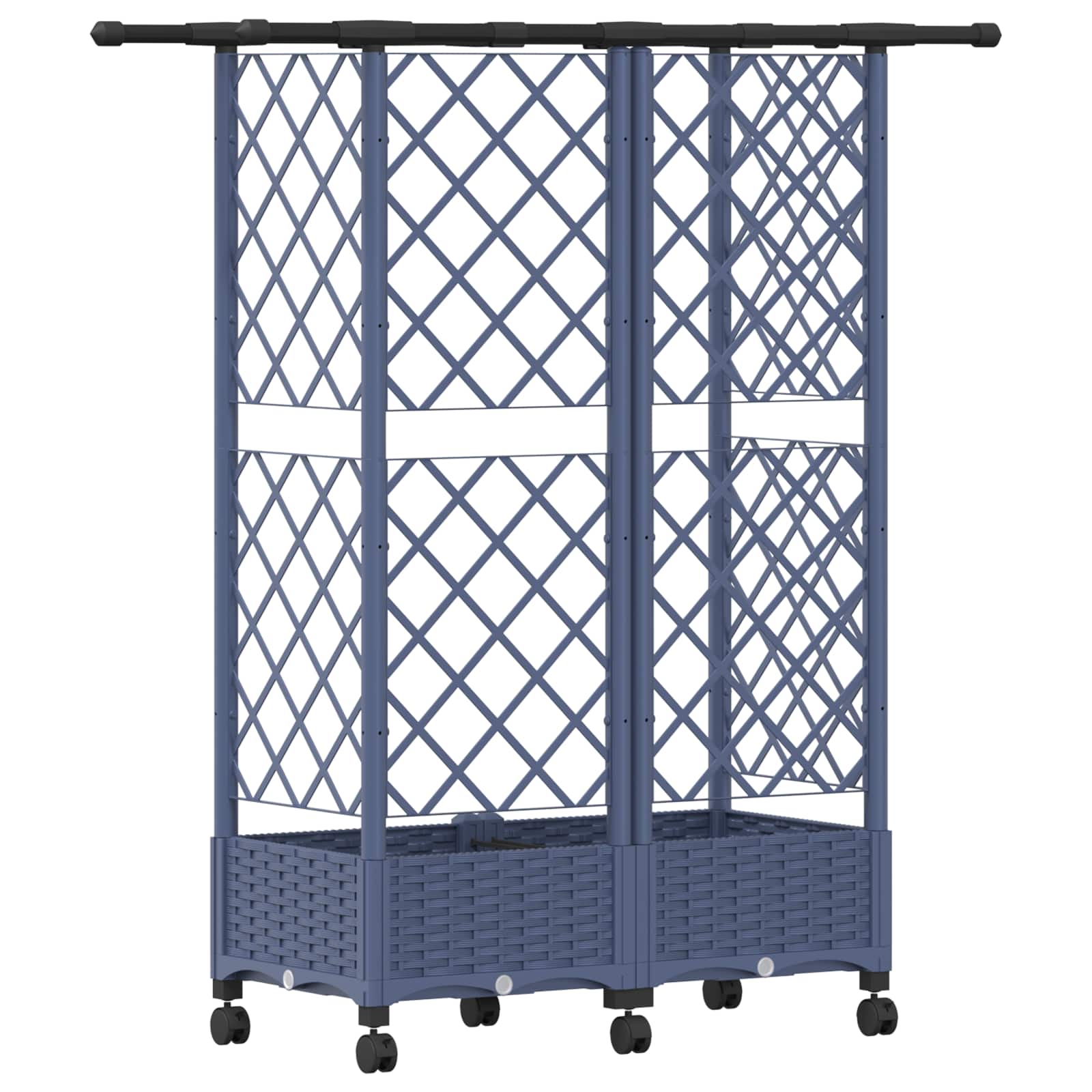 Magasított ágy trellis-szel és tetővel szürke 124 x 40 x 127 cm