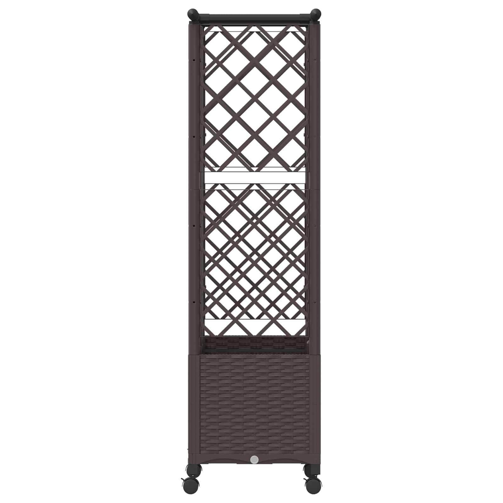 Magasított ágy trellis-szel és tetővel barna 124 x 40 x 142 cm