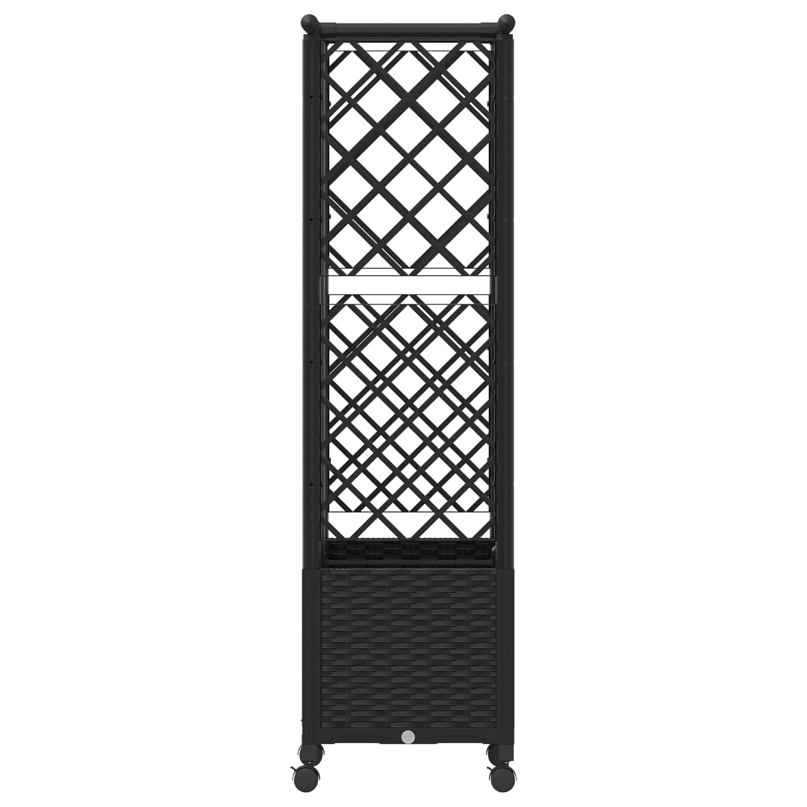 Magasított ágy trellis-szel és tetővel fekete 124 x 40 x 142 cm