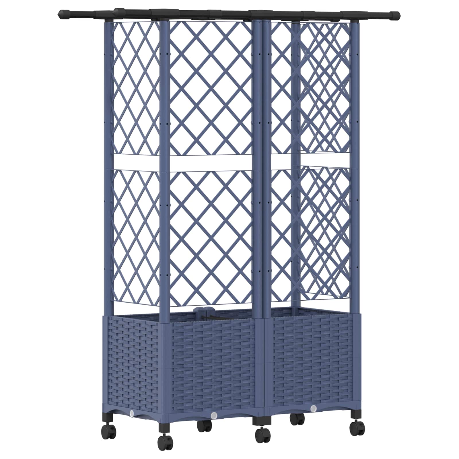 Magasított ágy trellis-szel és tetővel szürke 124 x 40 x 142 cm