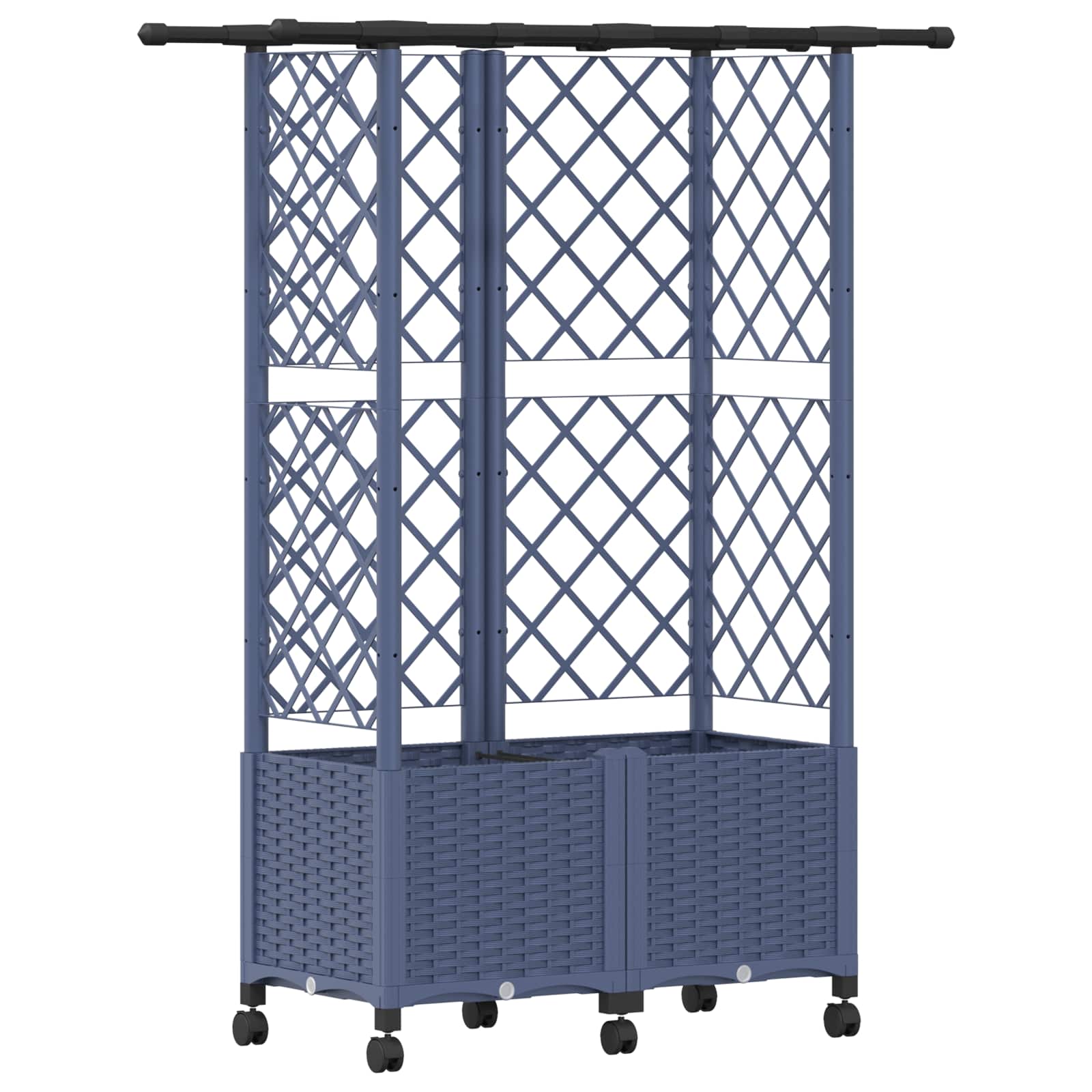 Magasított ágy trellis-szel és tetővel szürke 124 x 40 x 142 cm