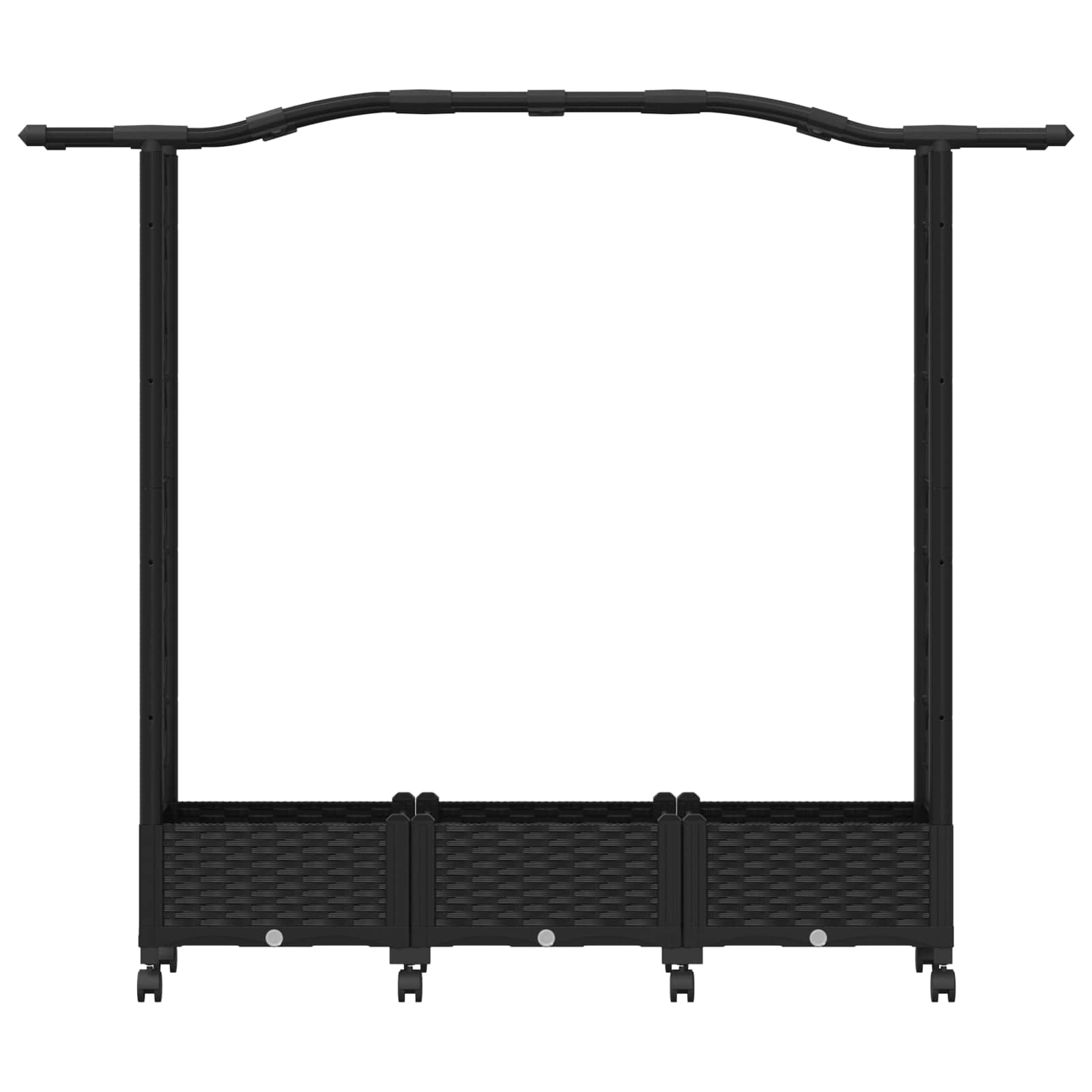 Magasított ágy trellis-szel és tetővel fekete 169 x 40 x 129 cm