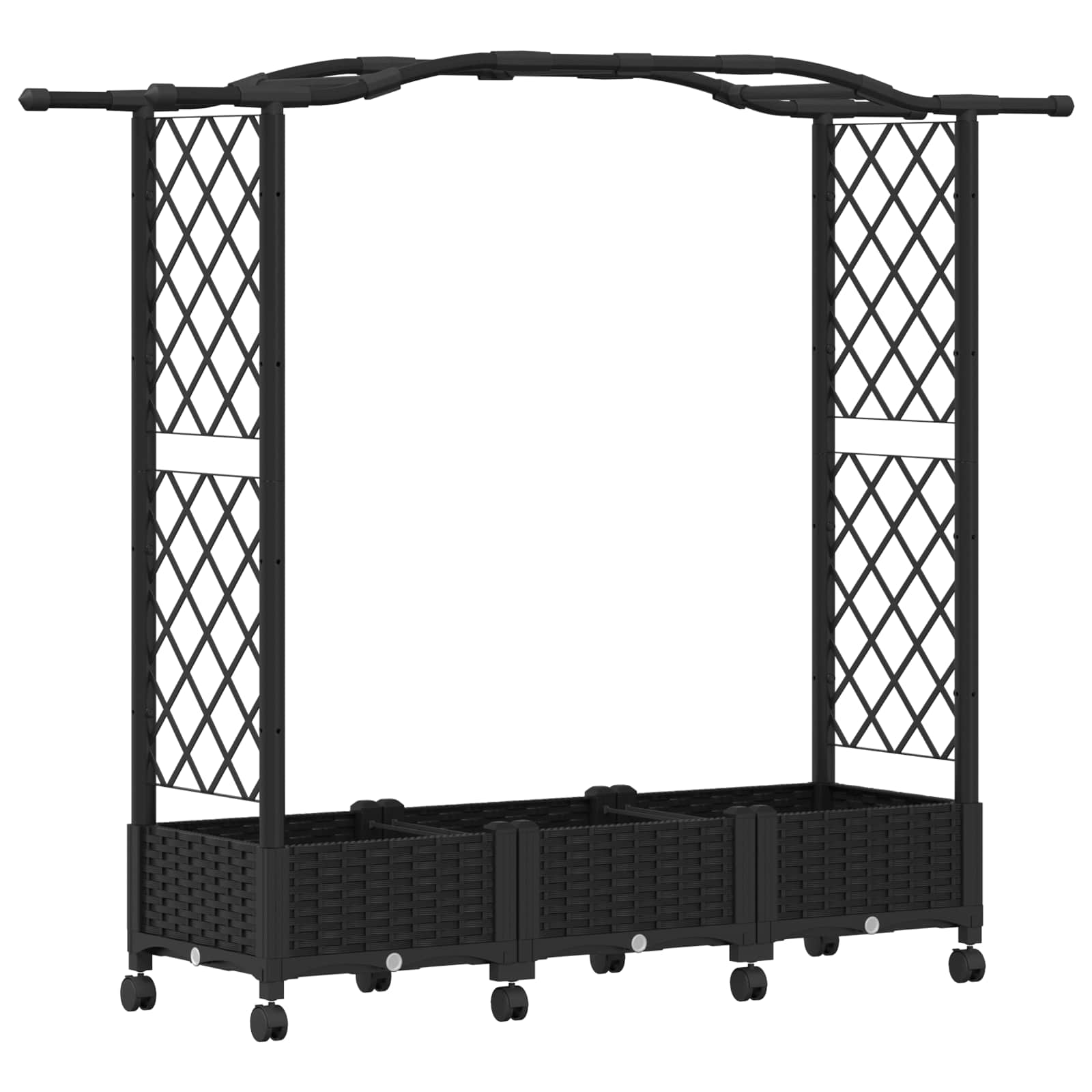 Magasított ágy trellis-szel és tetővel fekete 169 x 40 x 129 cm
