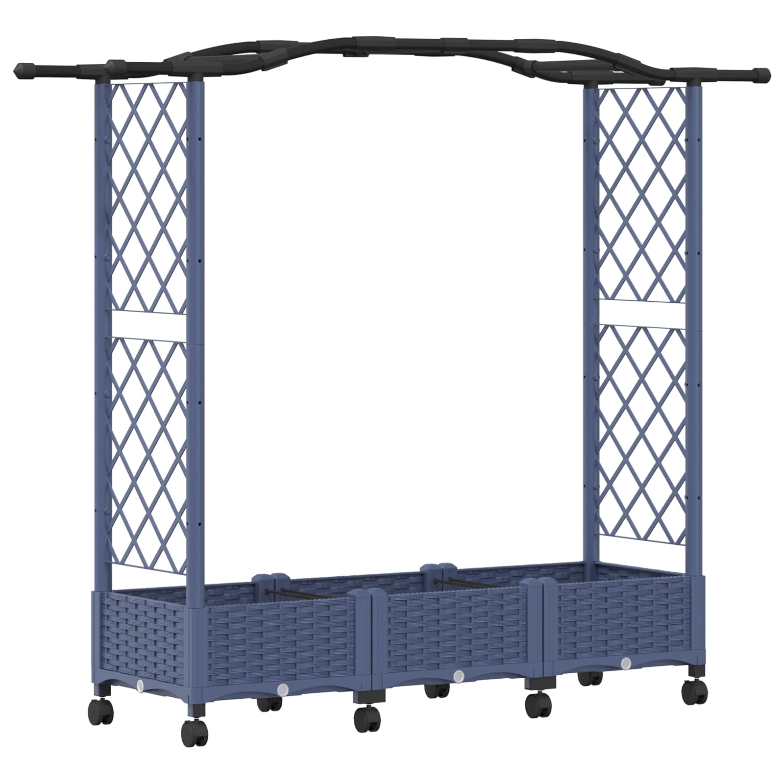 Magasított ágy trellis-szel és tetővel szürke 169 x 40 x 129 cm