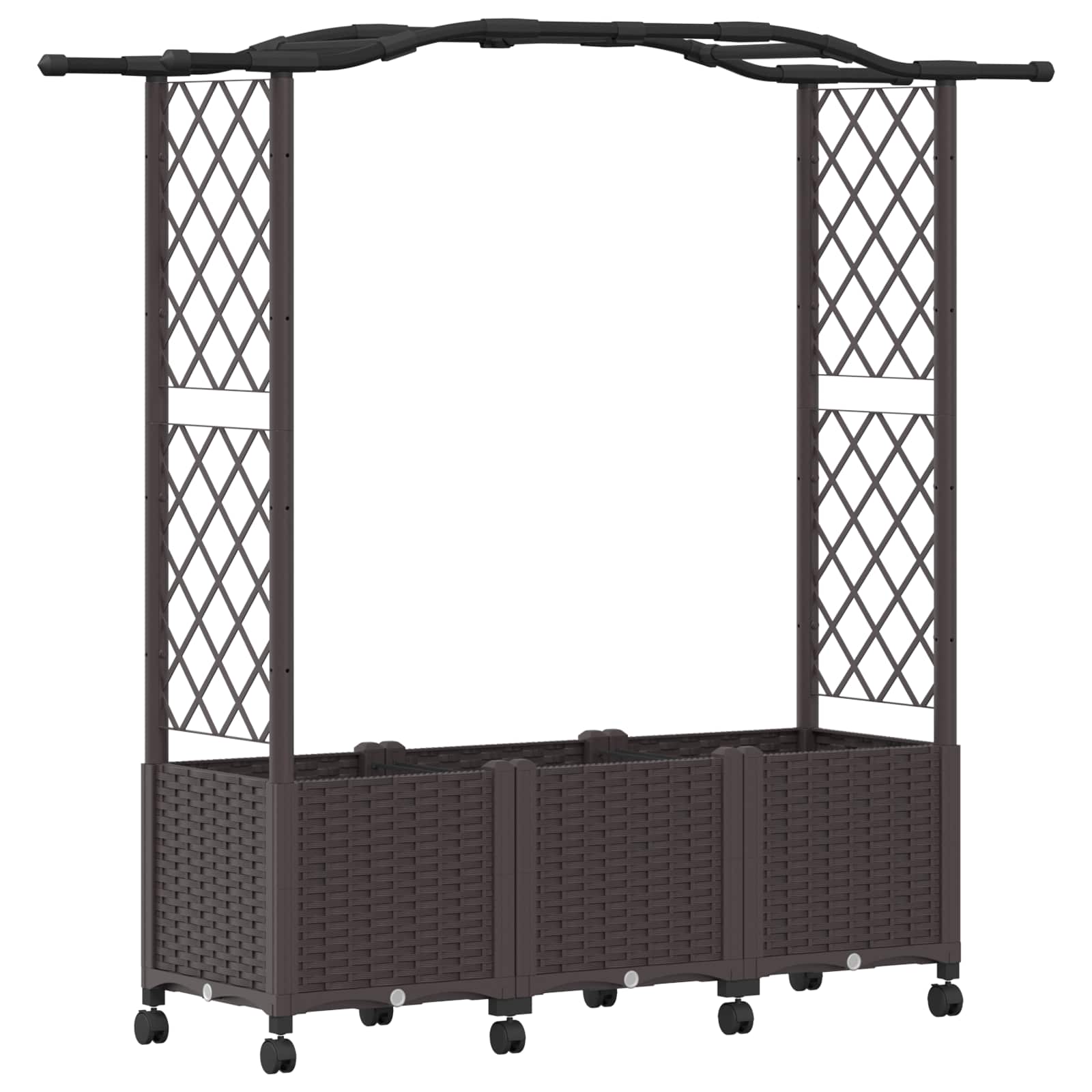 Magasított ágy trellis-szel és tetővel barna 164 x 40 x 144 cm