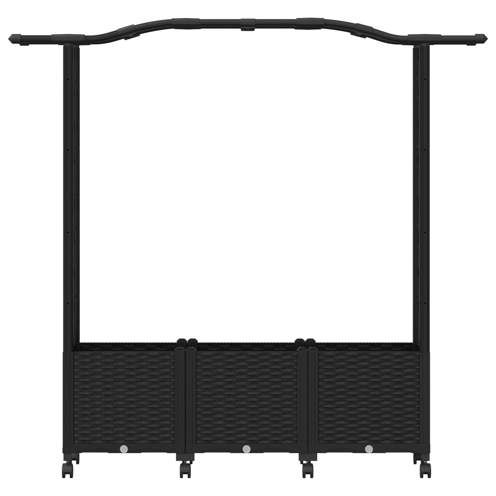 Magasított ágy trellis-szel és tetővel fekete 164 x 40 x 144 cm