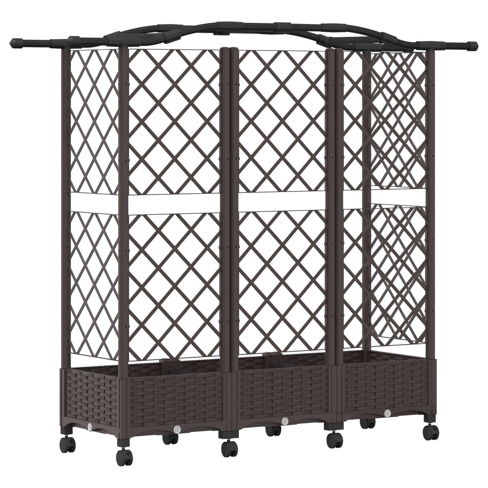 Magasított ágy trellis-szel és tetővel barna 163 x 40 x 129 cm