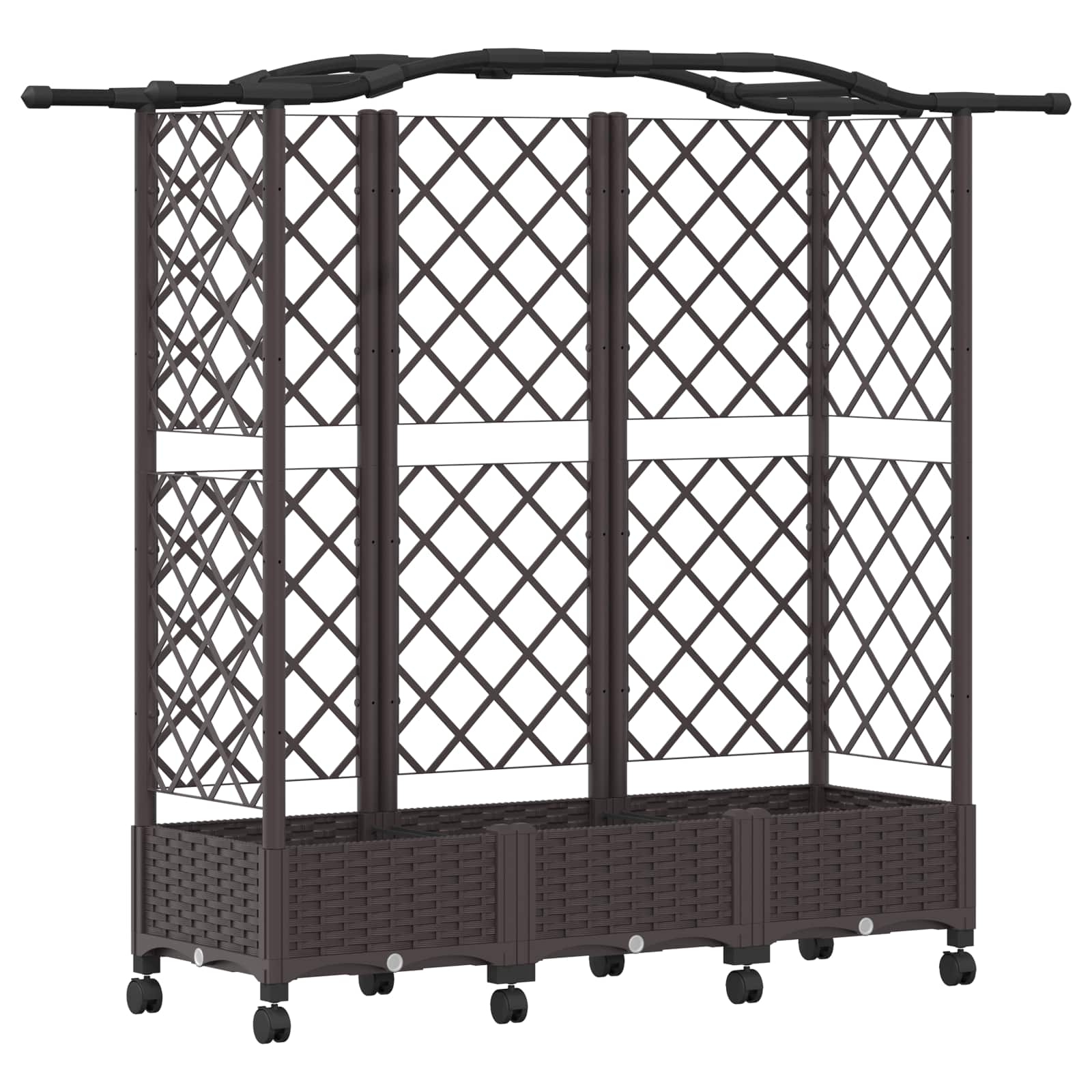 Magasított ágy trellis-szel és tetővel barna 163 x 40 x 129 cm