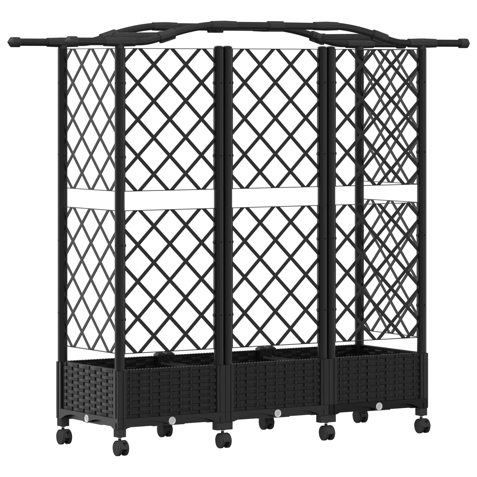 Magasított ágy trellis-szel és tetővel fekete 163 x 40 x 129 cm