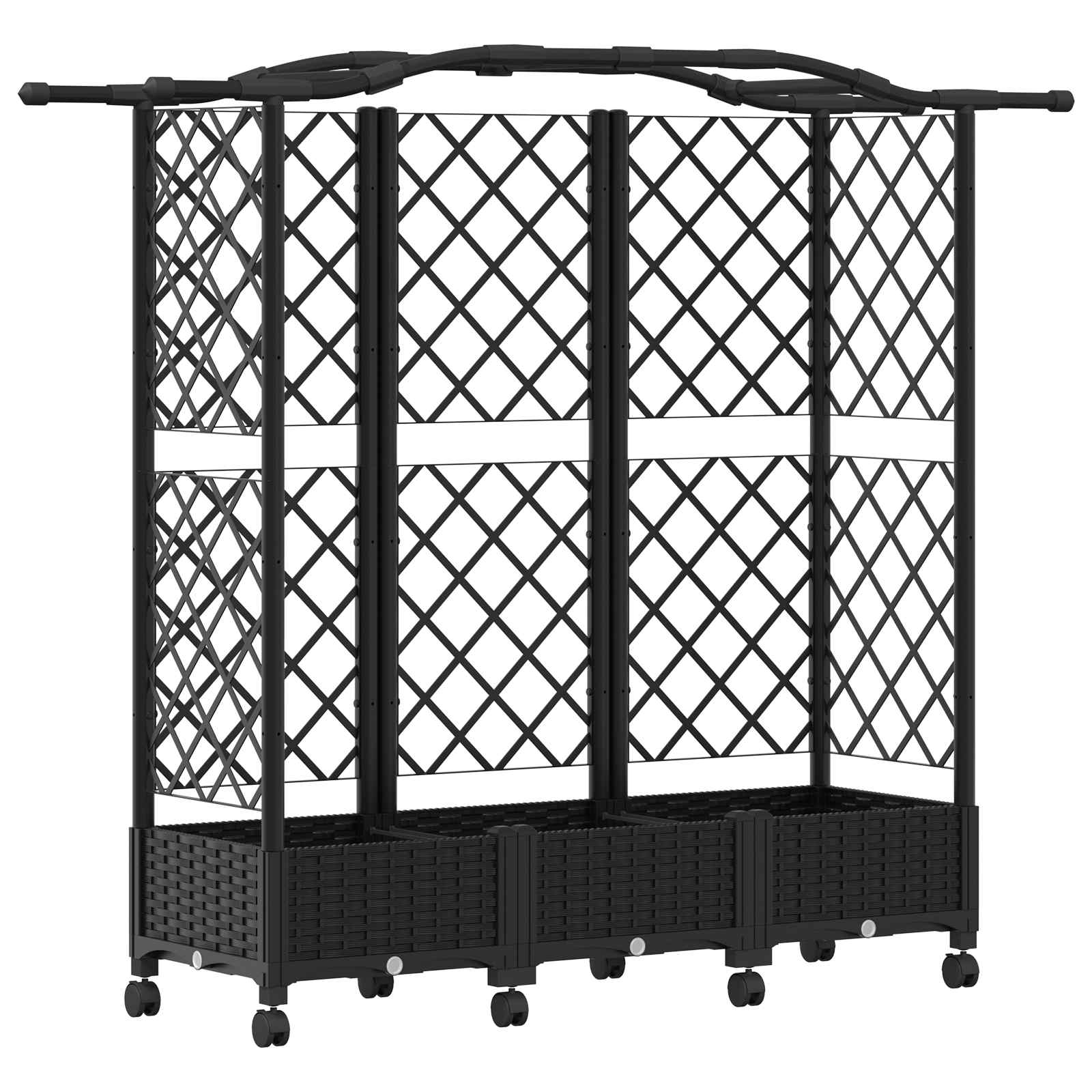 Magasított ágy trellis-szel és tetővel fekete 163 x 40 x 129 cm