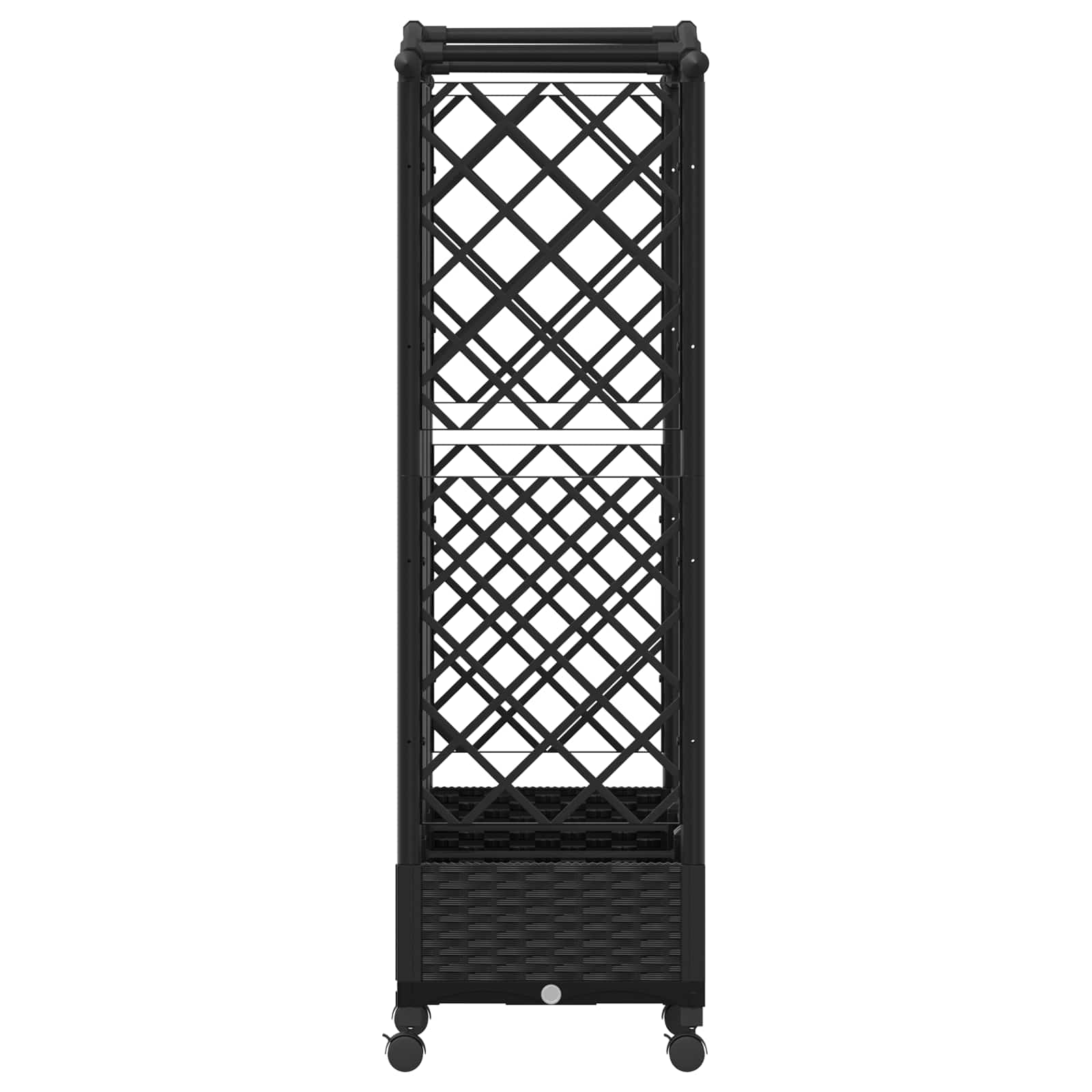 Magasított ágy trellis-szel és tetővel fekete 163 x 40 x 129 cm
