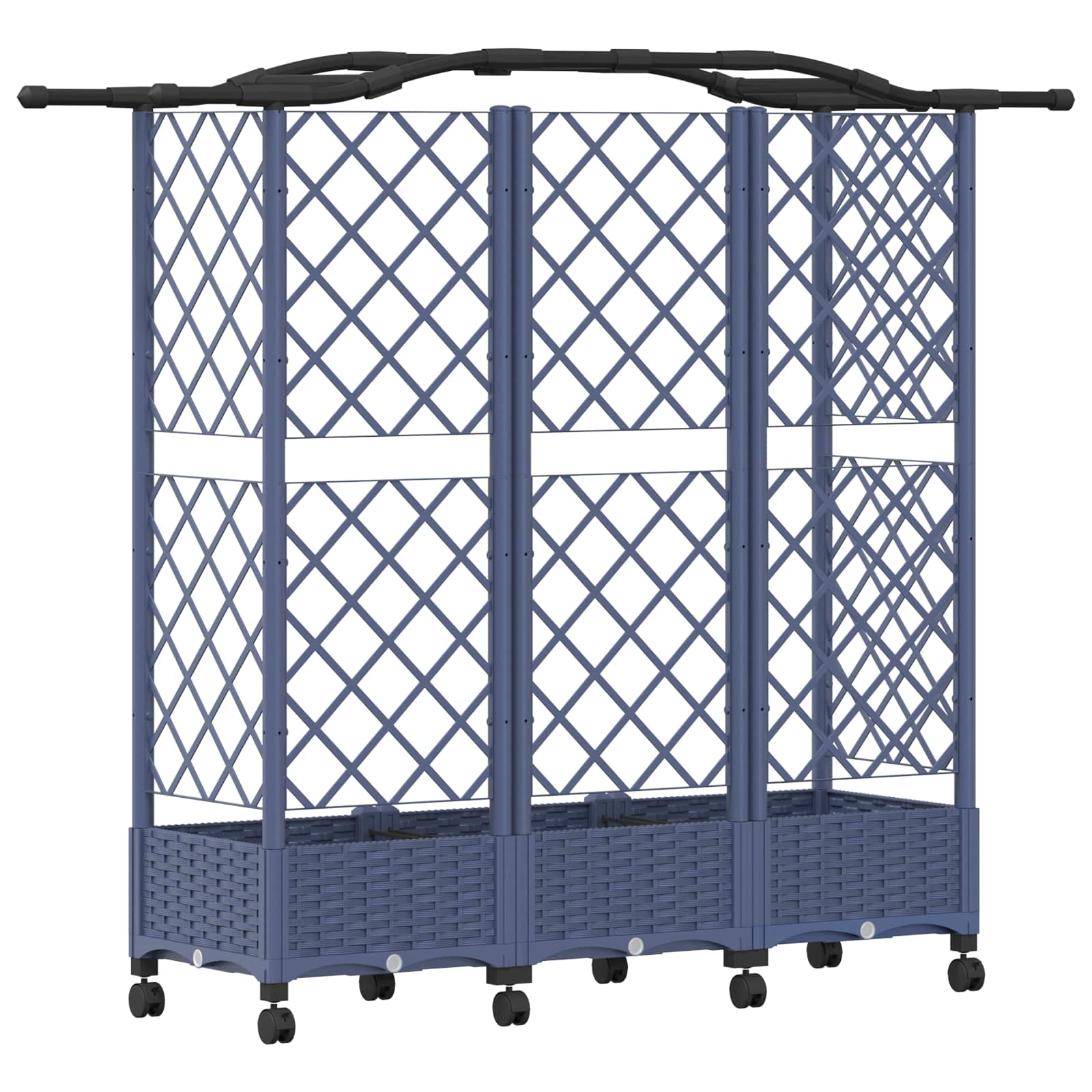 Magasított ágy trellis-szel és tetővel szürke 163 x 40 x 129 cm