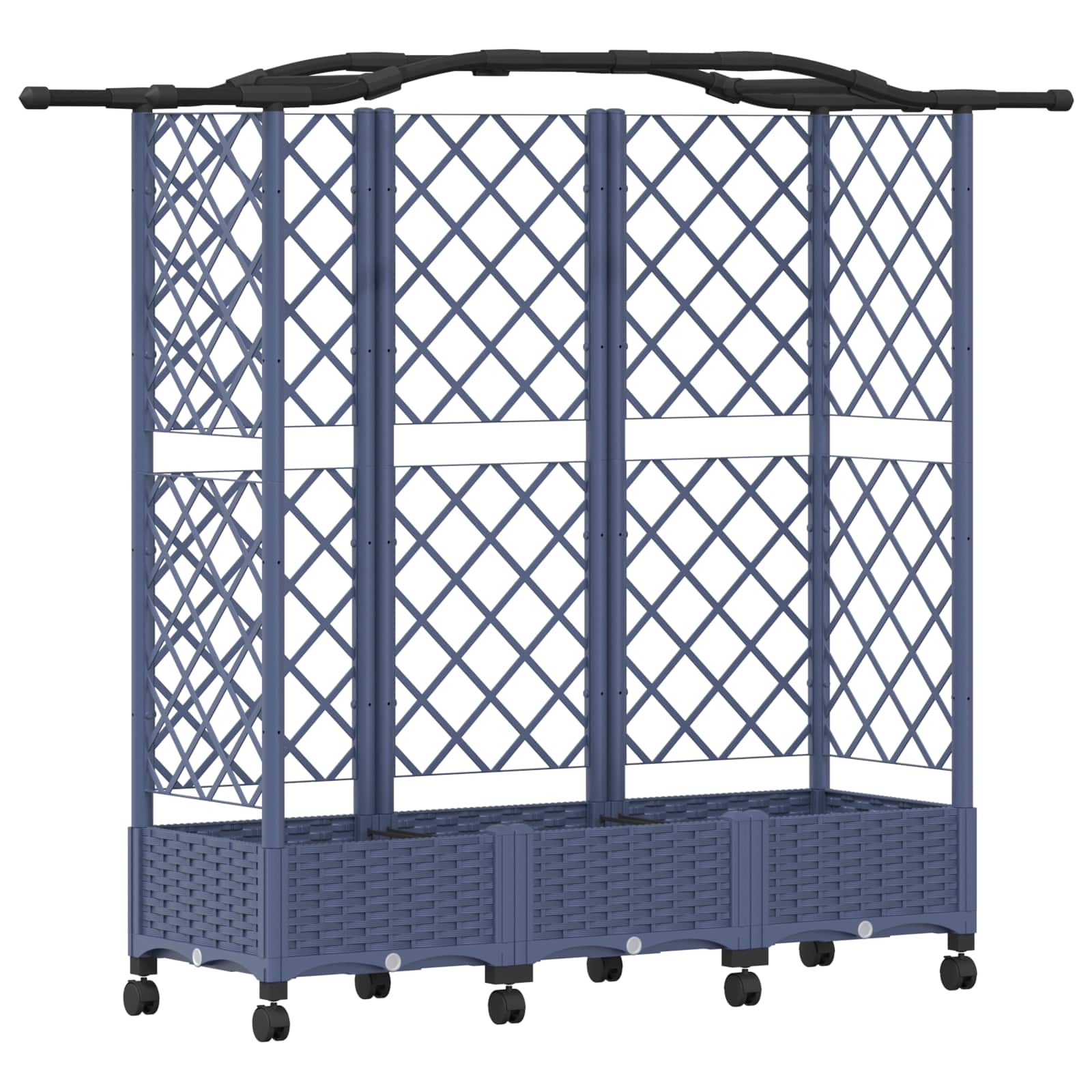 Magasított ágy trellis-szel és tetővel szürke 163 x 40 x 129 cm
