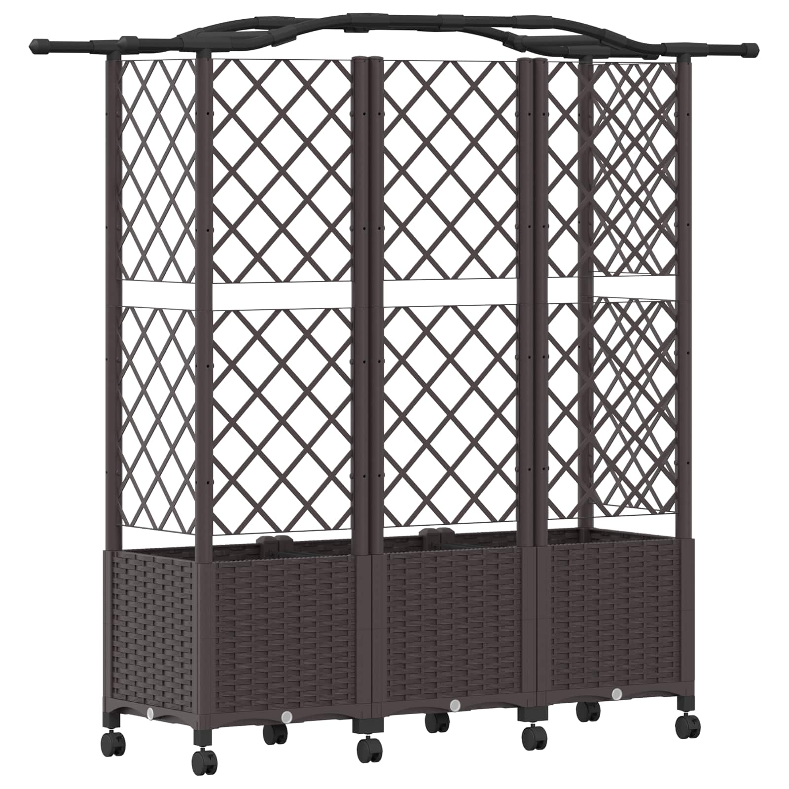 Magasított ágy trellis-szel és tetővel barna 163 x 40 x 144 cm