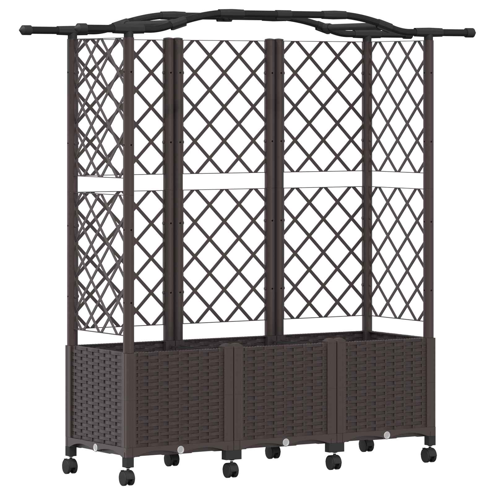 Magasított ágy trellis-szel és tetővel barna 163 x 40 x 144 cm