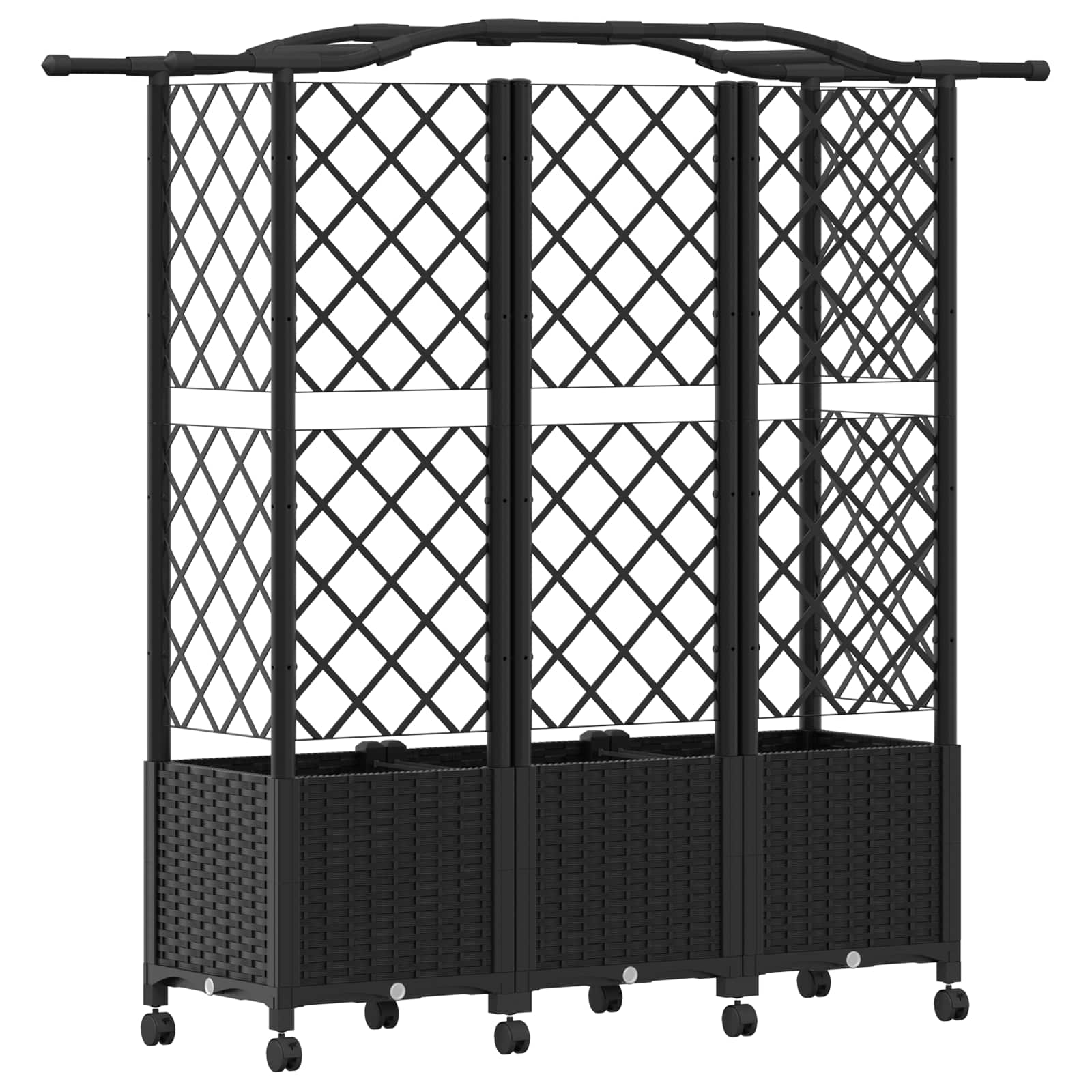 Magasított ágy trellis-szel és tetővel fekete 163 x 40 x 144 cm