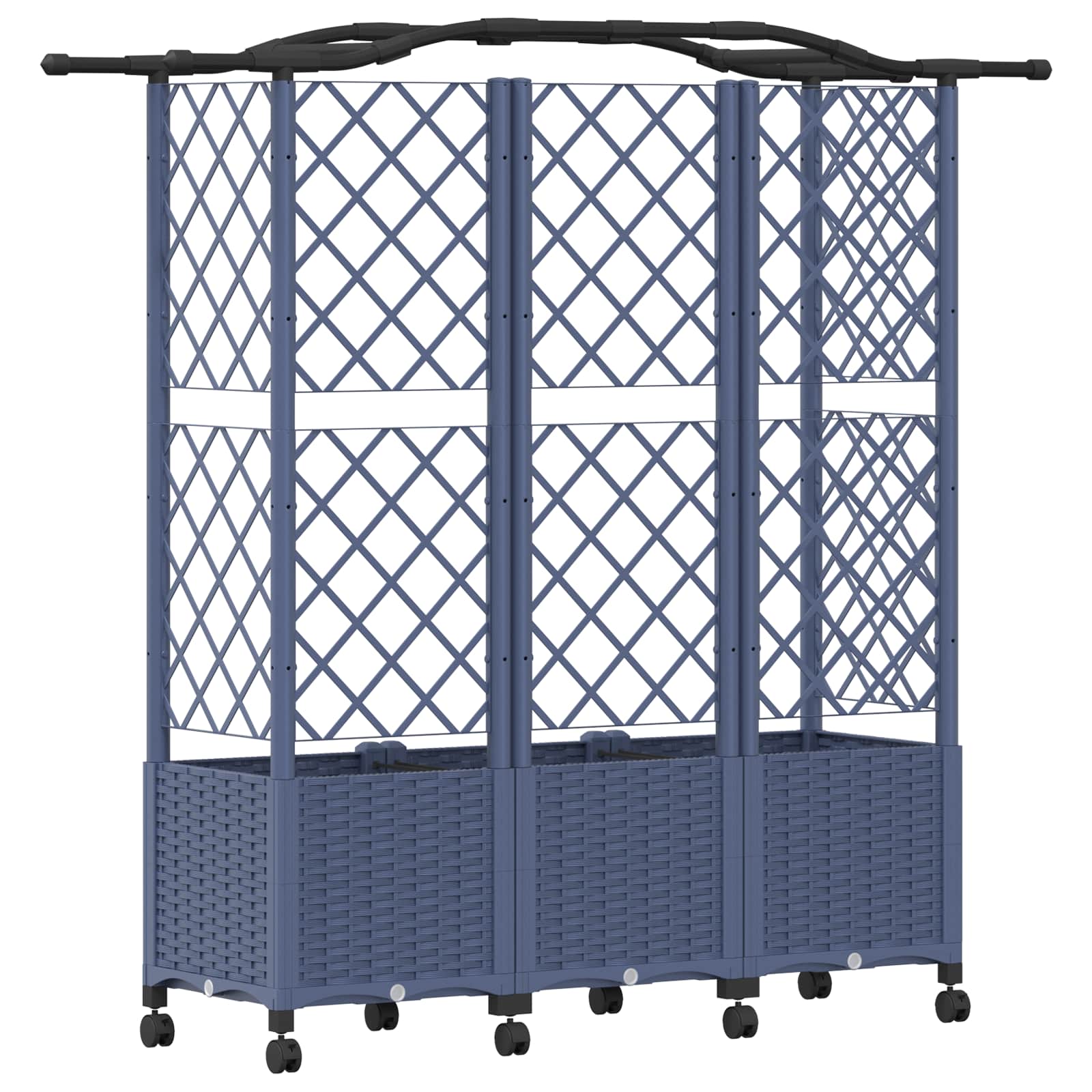 Magasított ágy trellis-szel és tetővel szürke 163 x 40 x 144 cm