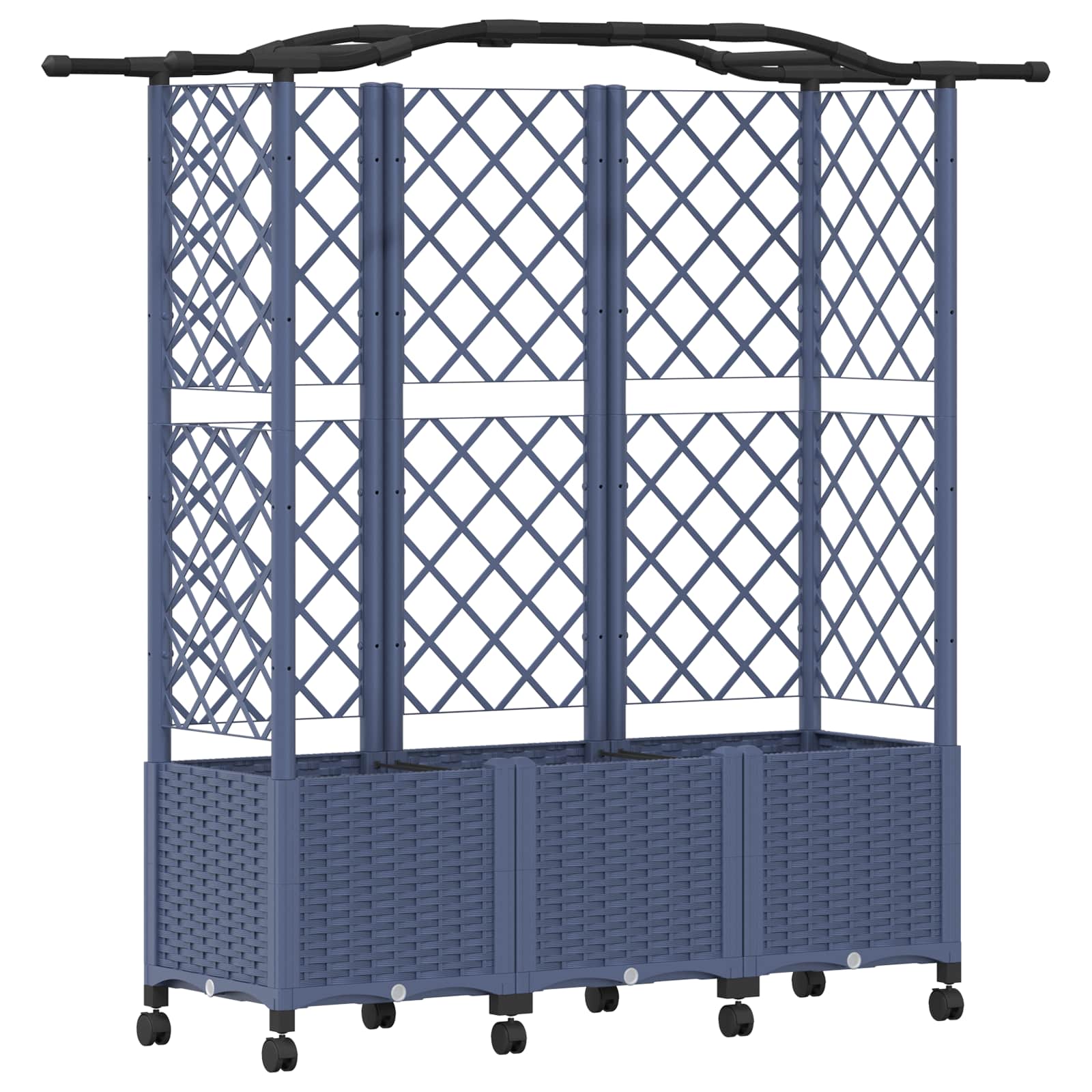 Magasított ágy trellis-szel és tetővel szürke 163 x 40 x 144 cm