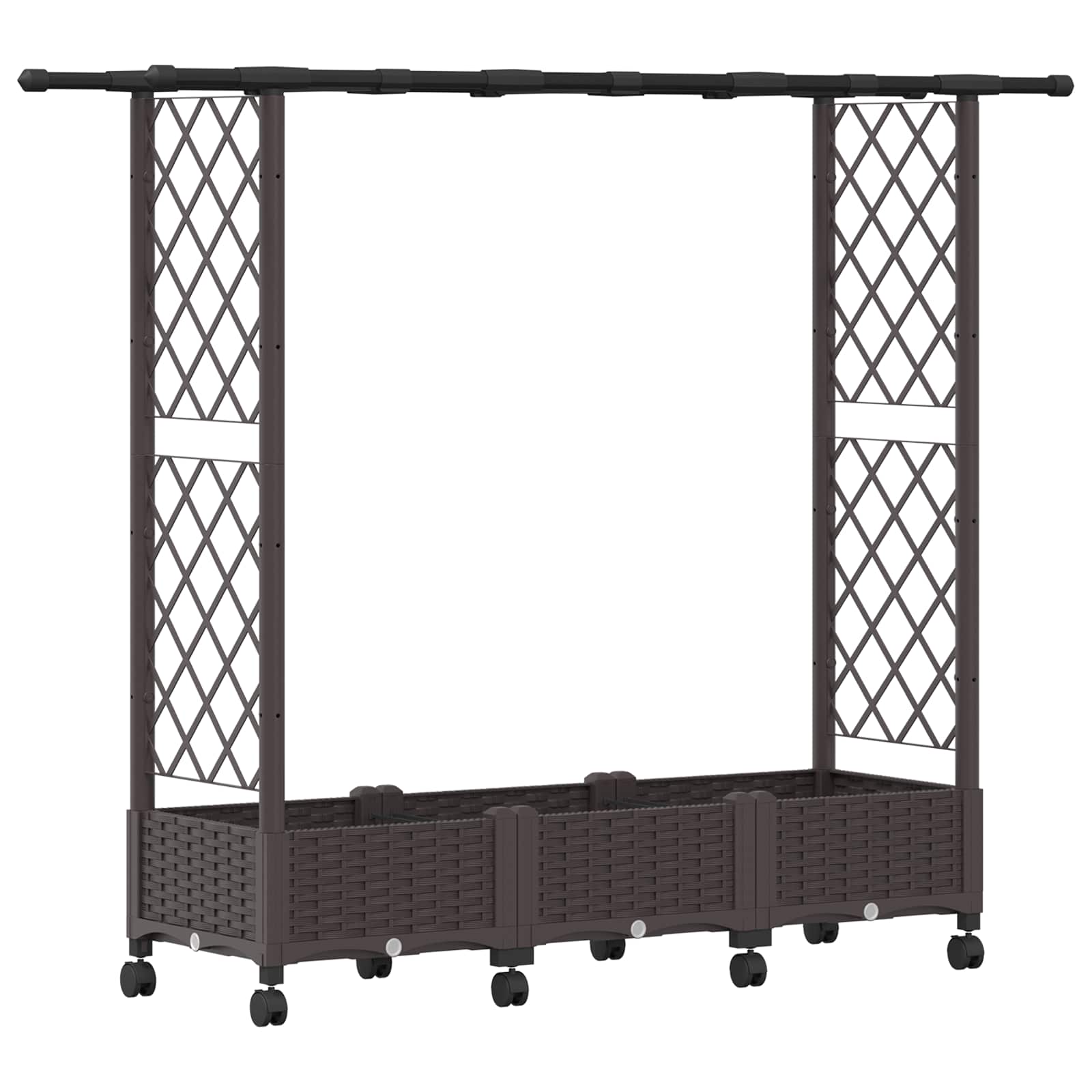 Magasított ágy trellis-szel és tetővel barna 164 x 40 x 127 cm