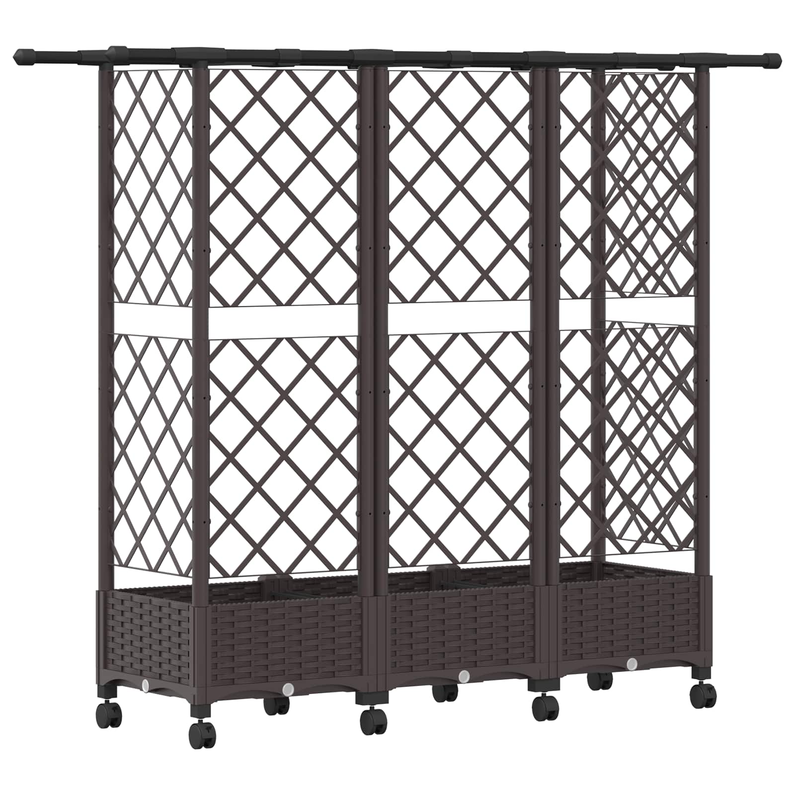 Magasított ágy trellis-szel és tetővel barna 164 x 40 x 127 cm