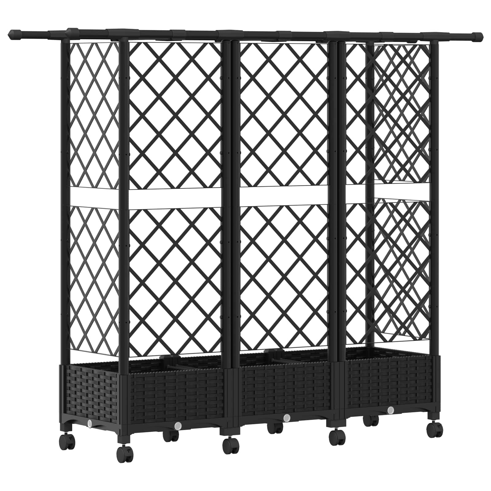 Magasított ágy trellis-szel és tetővel fekete 164 x 40 x 127 cm
