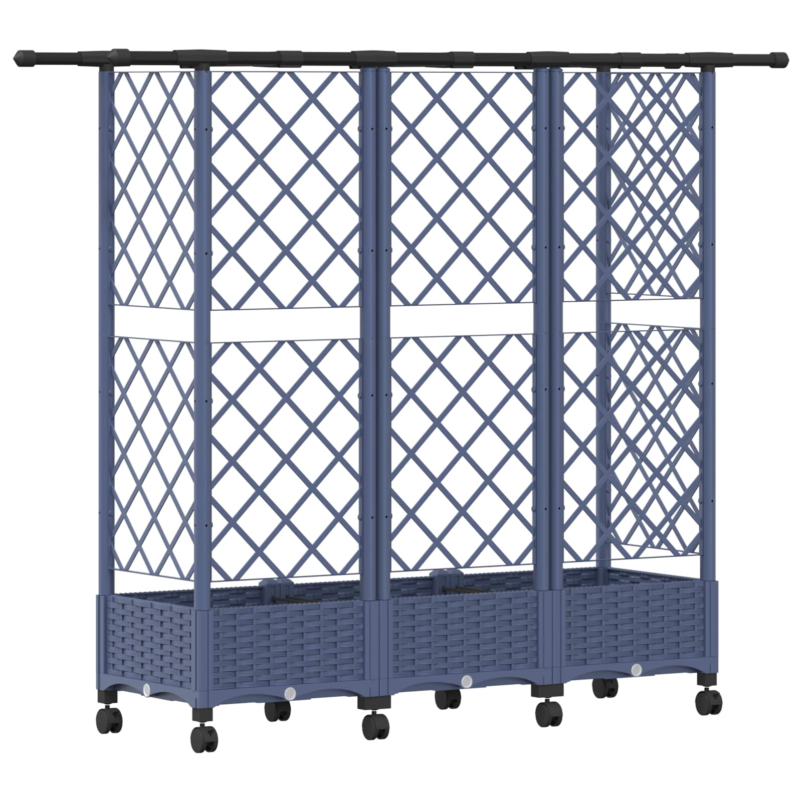 Magasított ágy trellis-szel és tetővel szürke 164 x 40 x 127 cm