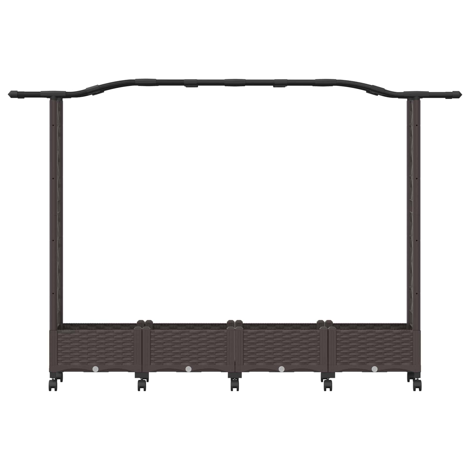 Magasított ágy trellis-szel és tetővel barna 207 x 40 x 129 cm