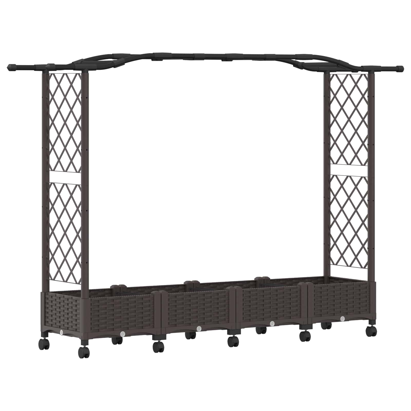 Magasított ágy trellis-szel és tetővel barna 207 x 40 x 129 cm