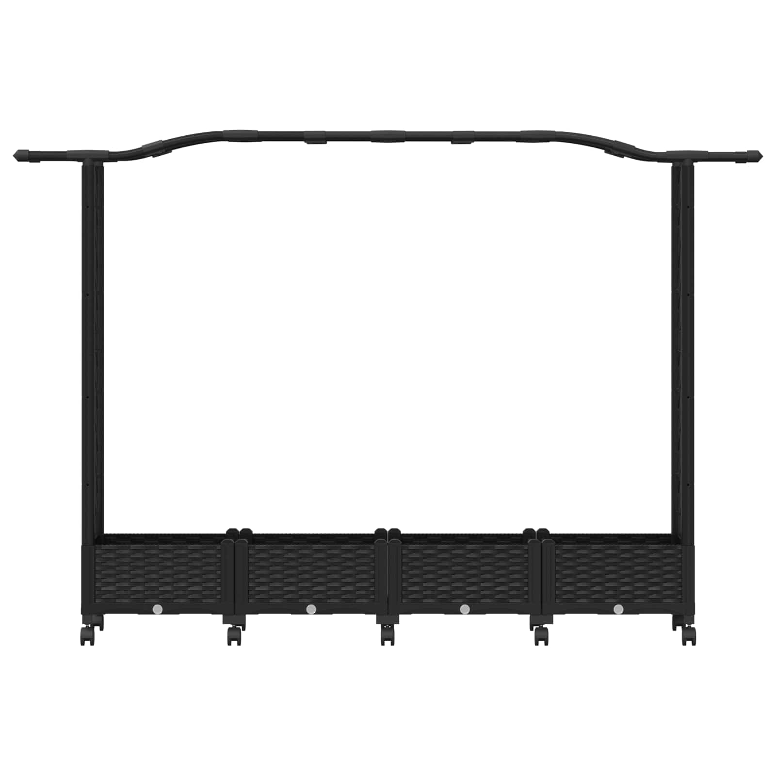 Magasított ágy trellis-szel és tetővel fekete 207 x 40 x 129 cm