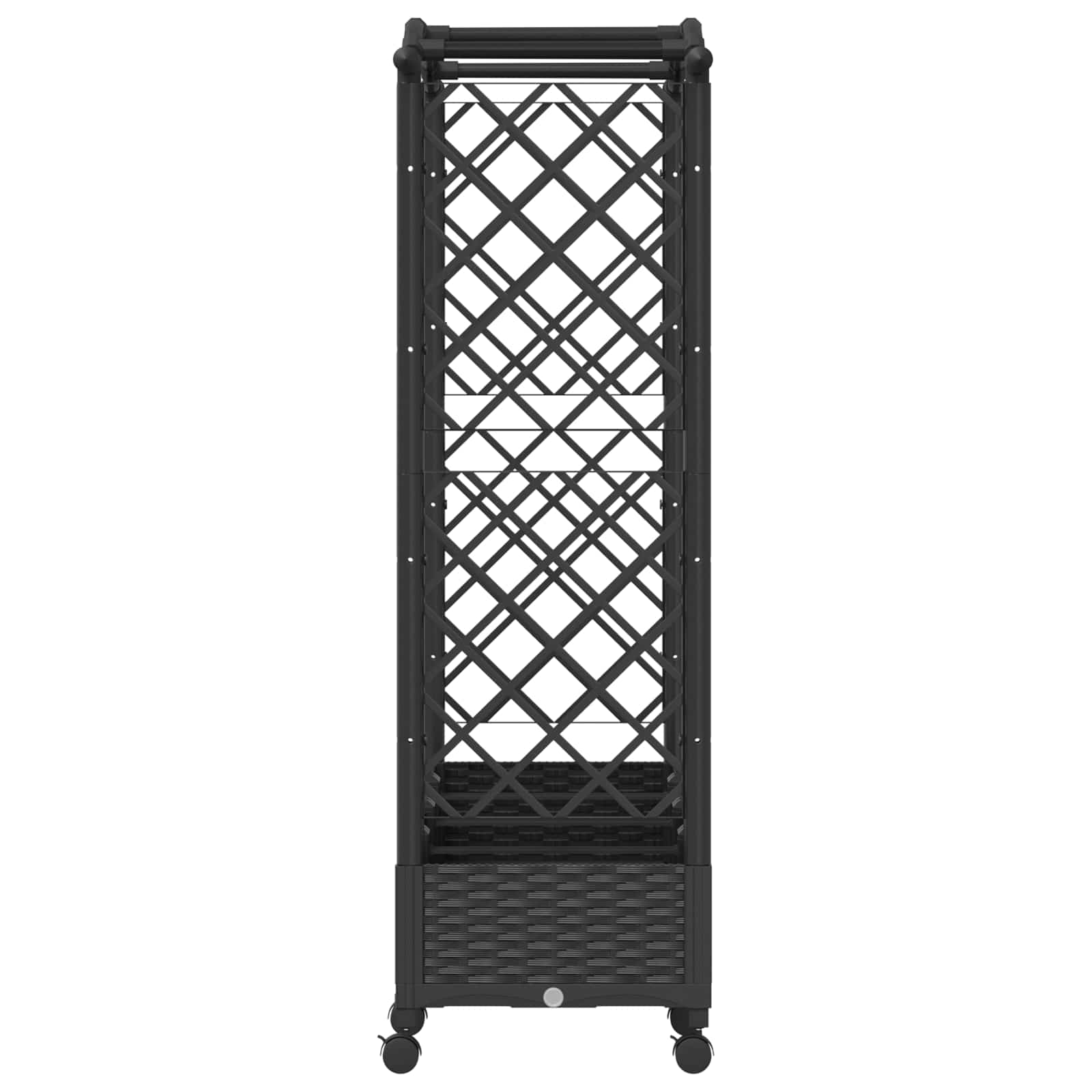 Magasított ágy trellis-szel és tetővel fekete 207 x 40 x 129 cm