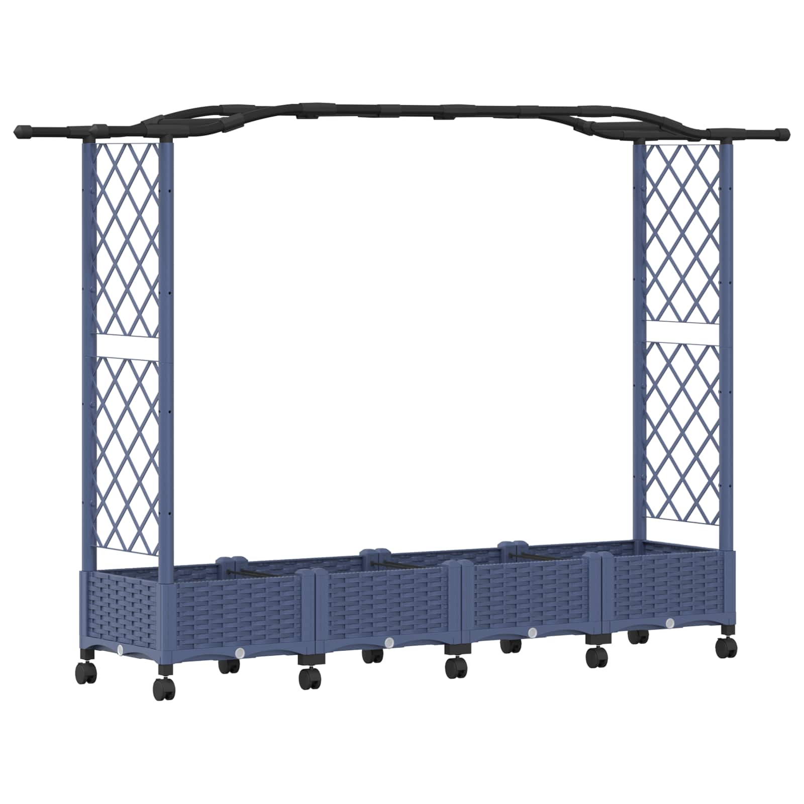 Magasított ágy trellis-szel és tetővel szürke 207 x 40 x 129 cm