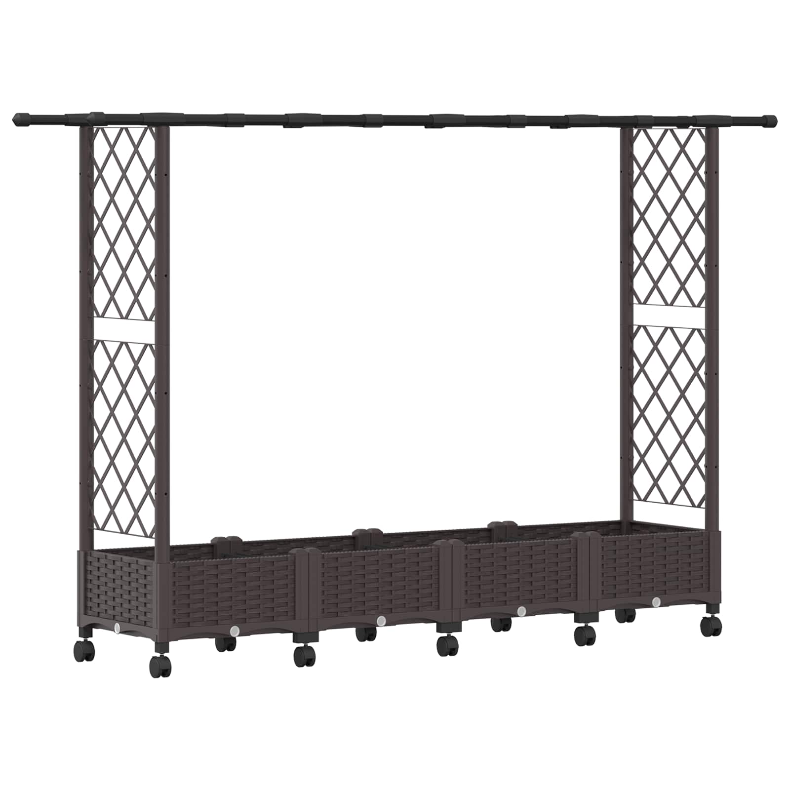 Magasított ágy trellis-szel és tetővel barna 203 x 40 x 127 cm