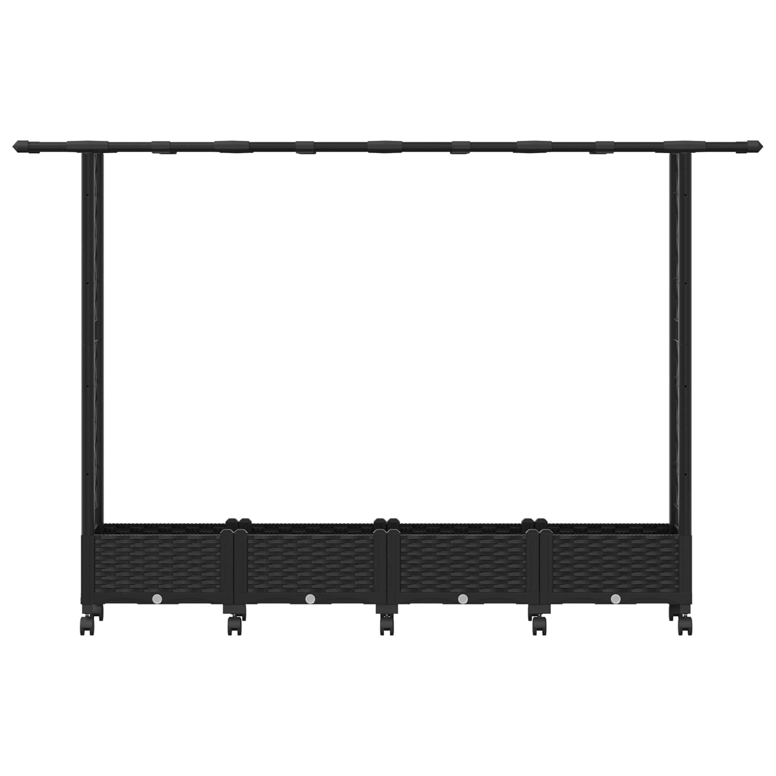 Magasított ágy trellis-szel és tetővel fekete 203 x 40 x 127 cm