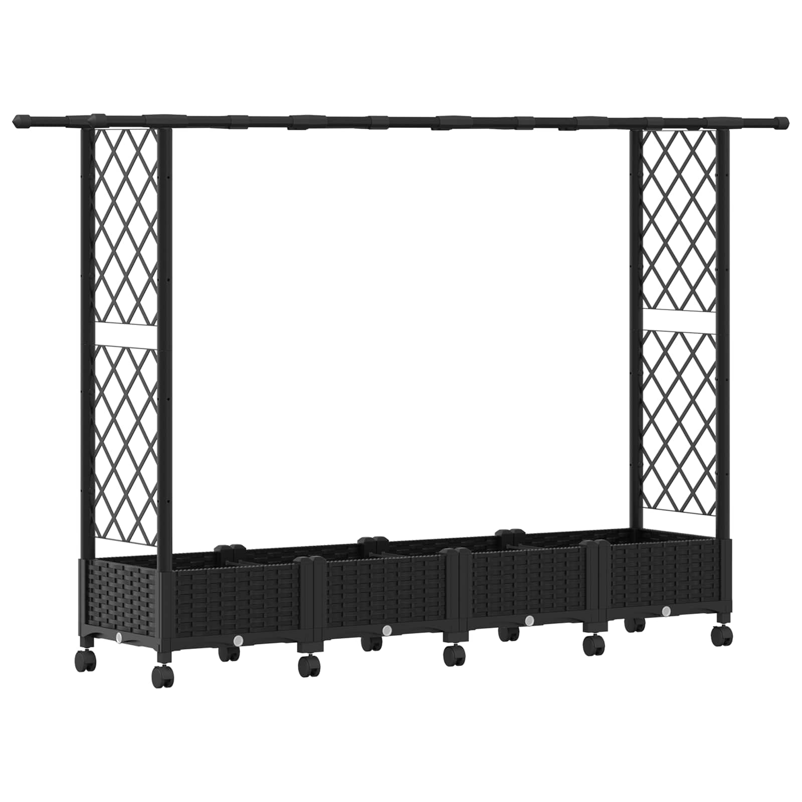 Magasított ágy trellis-szel és tetővel fekete 203 x 40 x 127 cm