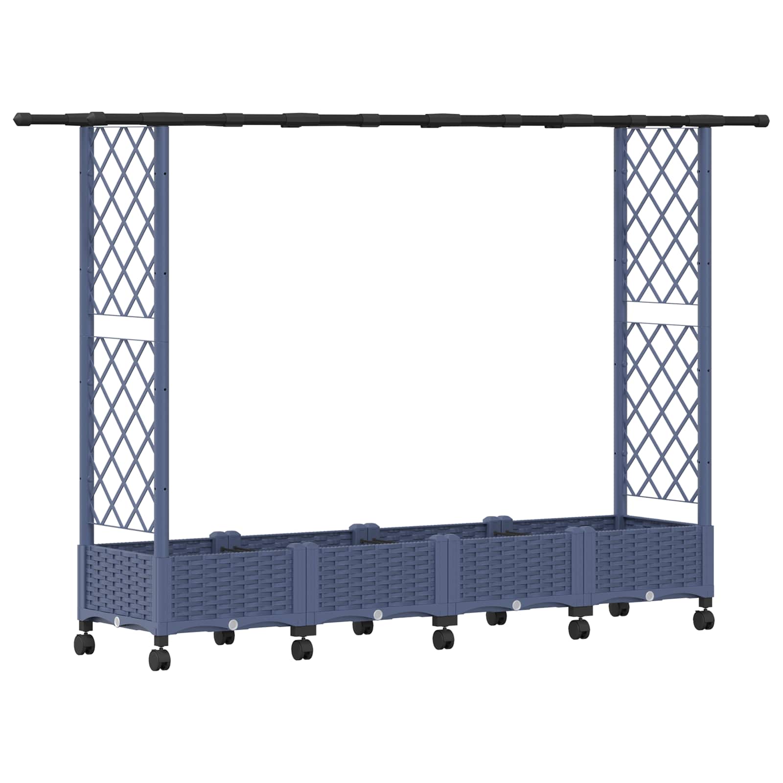 Magasított ágy trellis-szel és tetővel szürke 203 x 40 x 127 cm