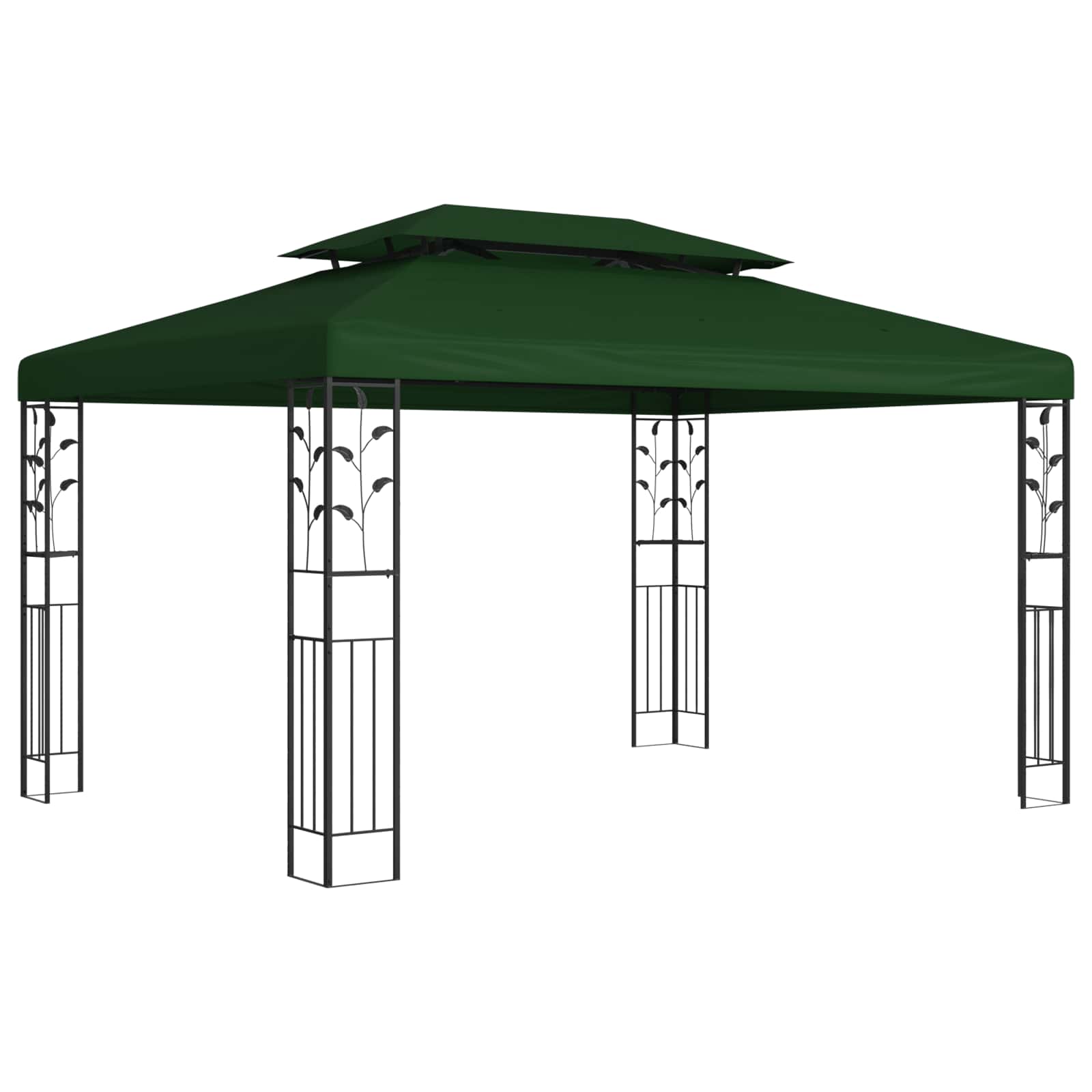 Pavilon 3,97 x 2,96 x 2,68 m zöld poliészter és acél