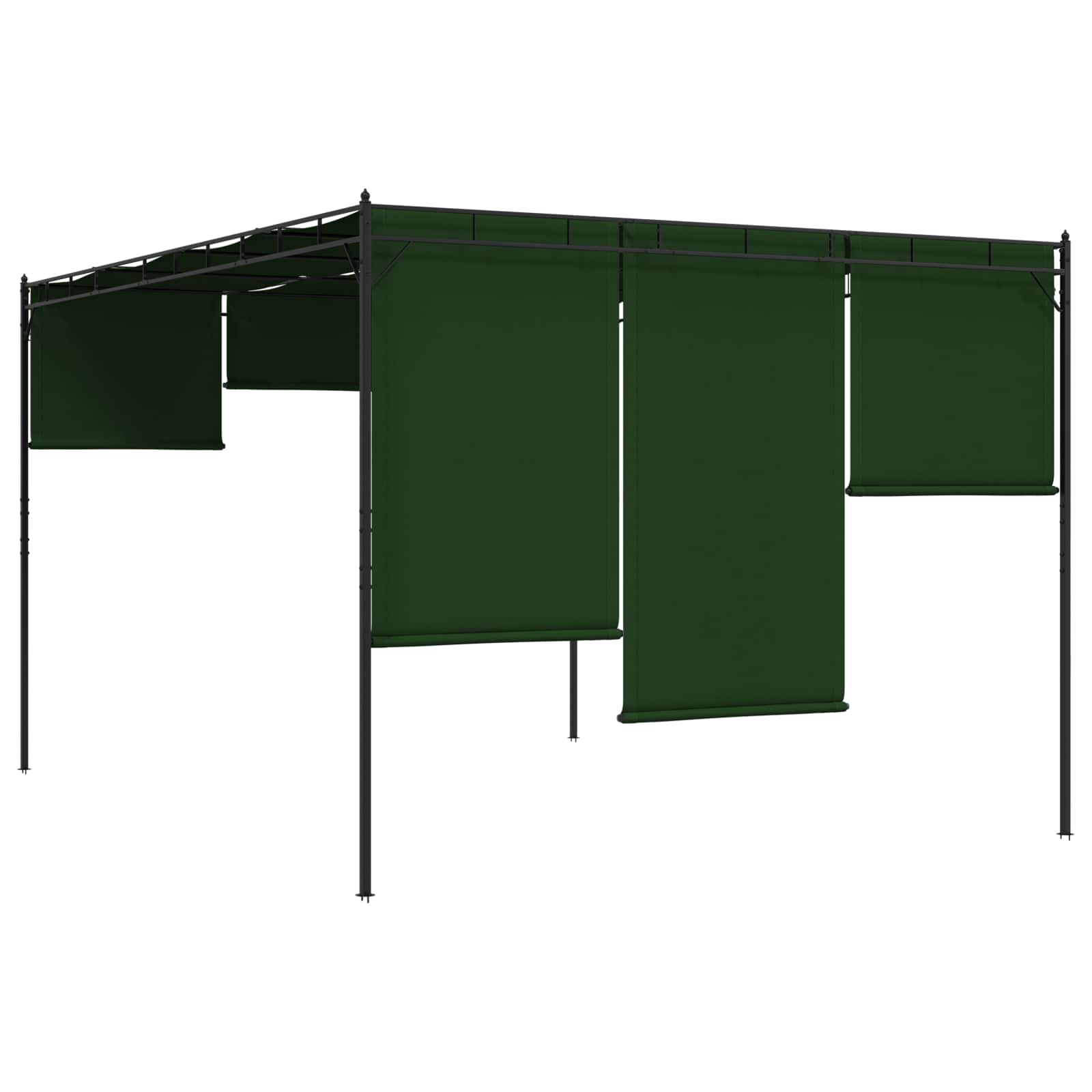 Pavilon 4 x 3 x 2,3 m zöld poliészter és acél