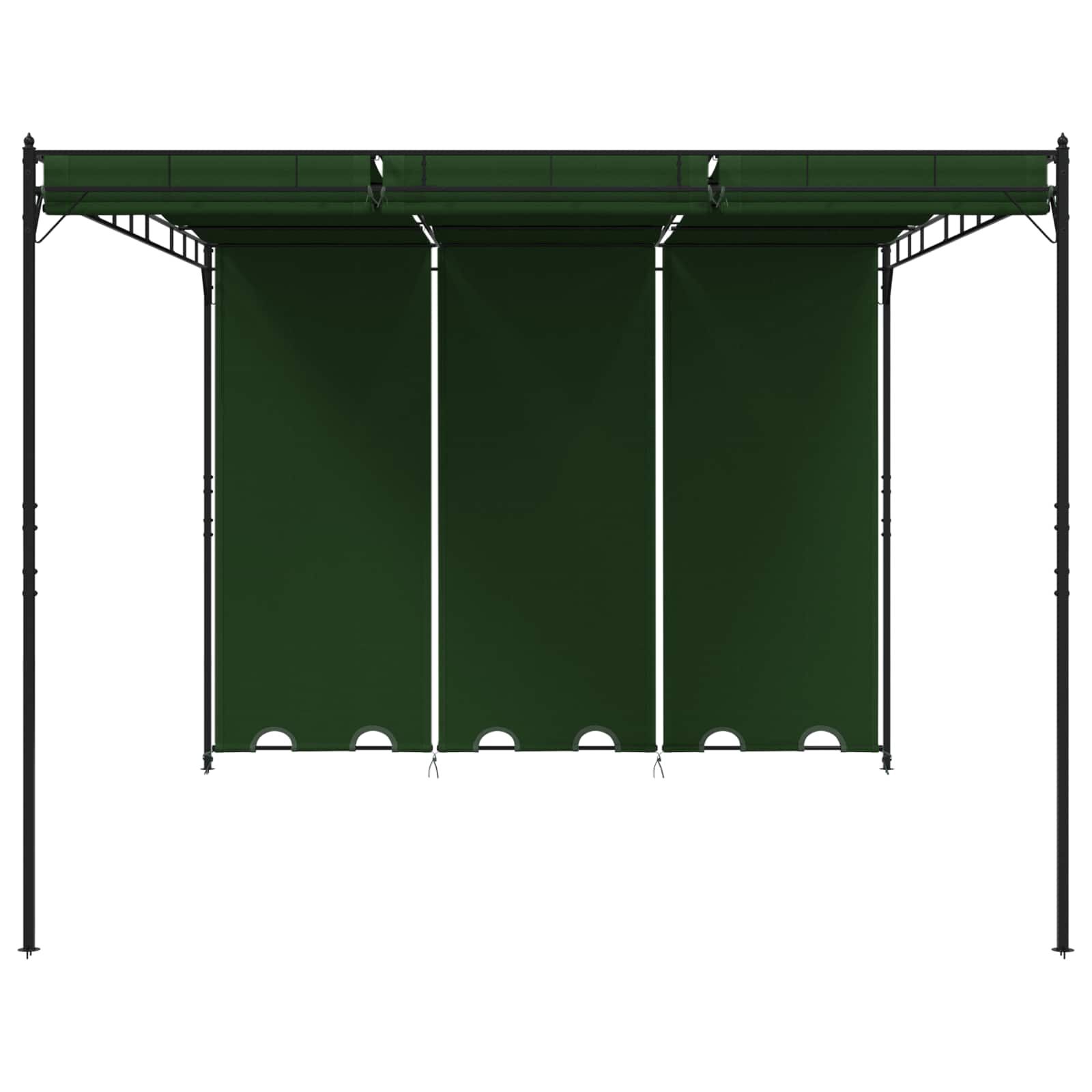 Pavilon 4 x 3 x 2,3 m zöld poliészter és acél