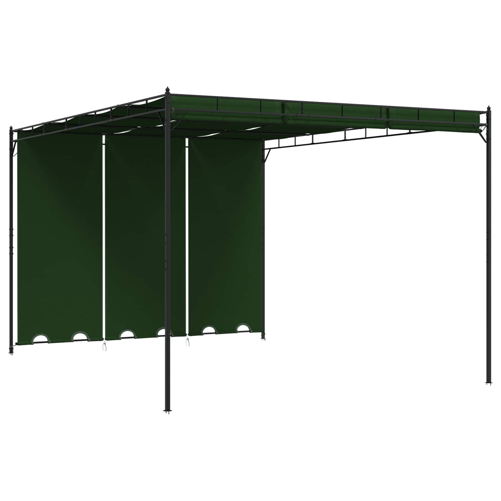 Pavilon 4 x 3 x 2,3 m zöld poliészter és acél