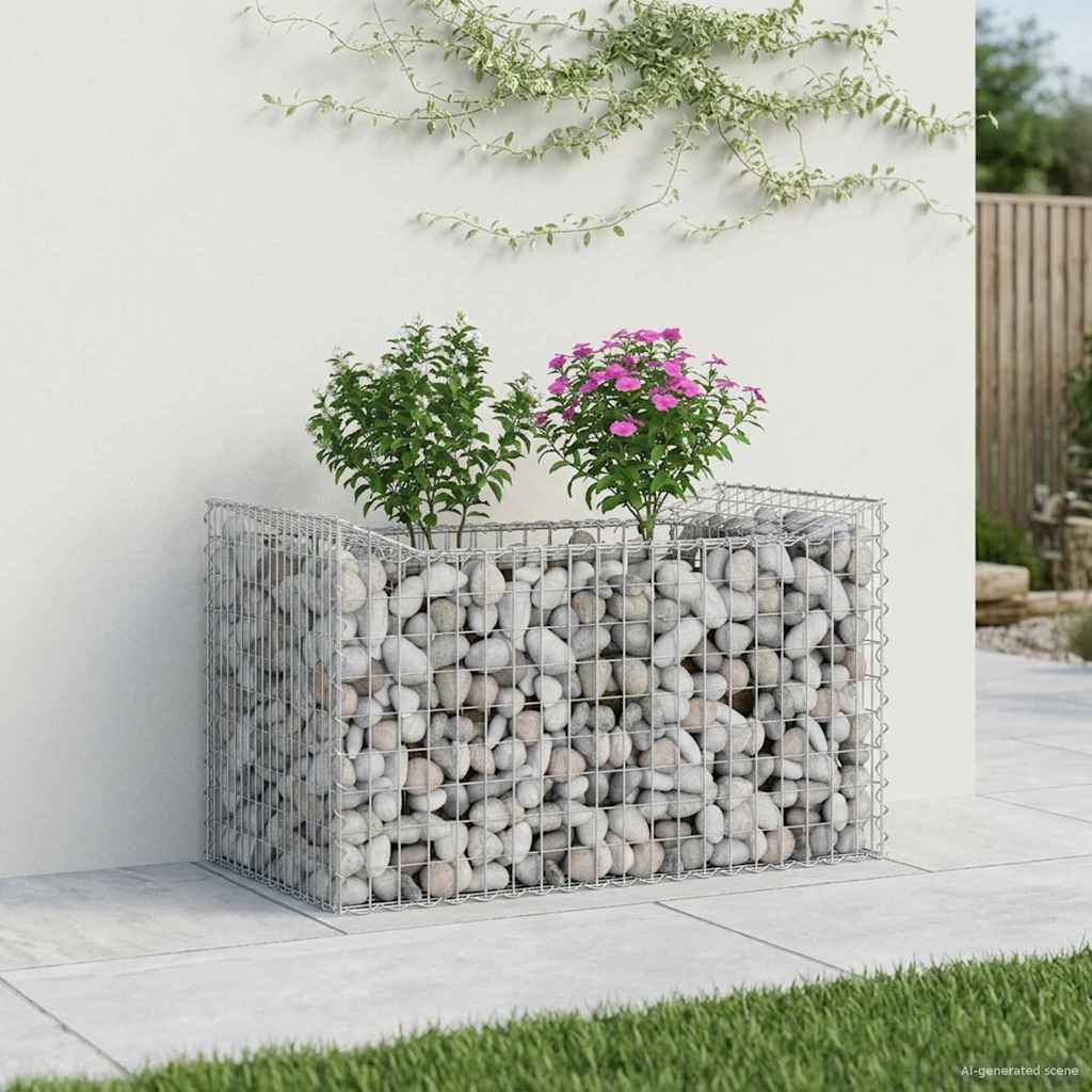 Gabion emelt ágy ezüst 50 x 100 x 60 cm horganyzott acél