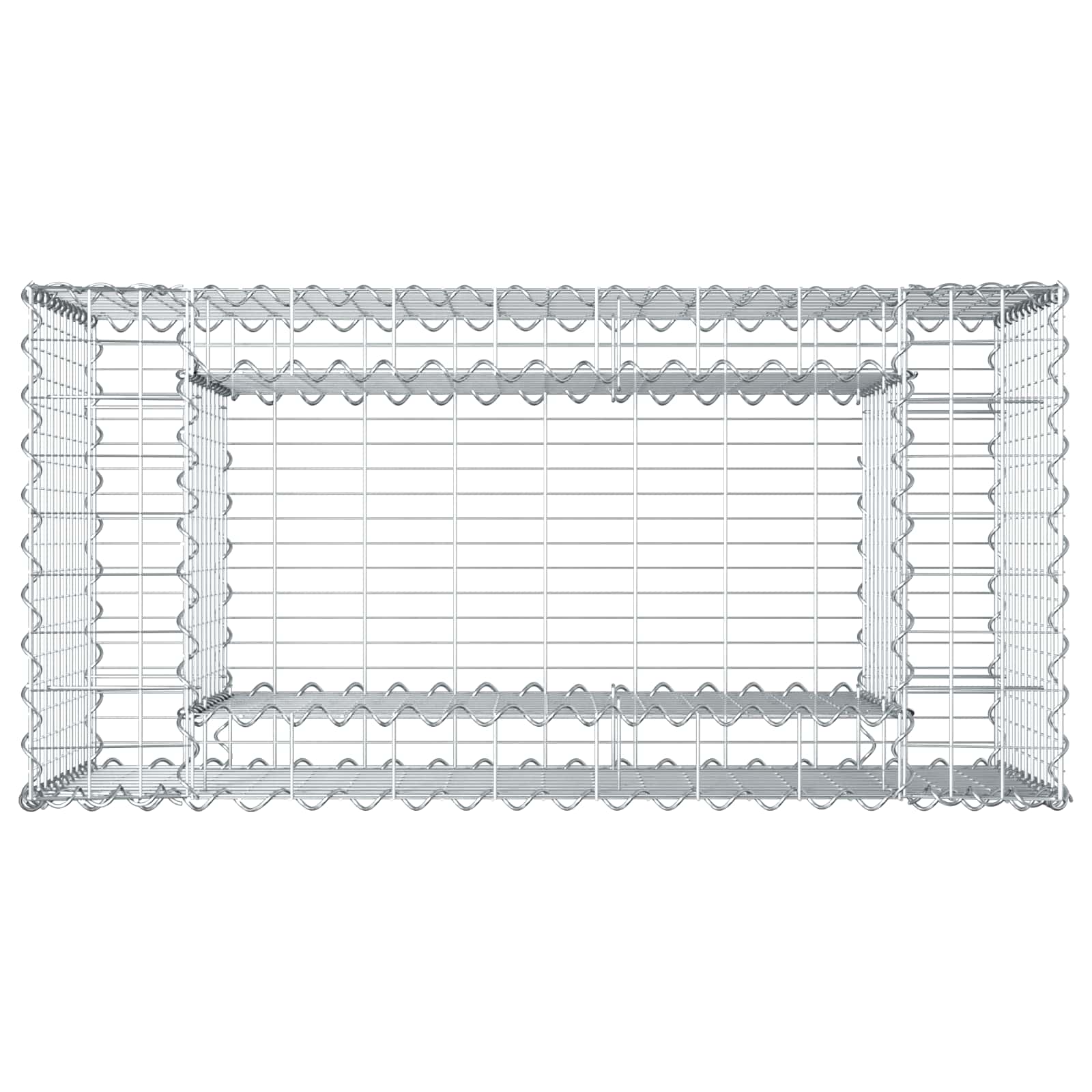 Gabion emelt ágy ezüst 50 x 100 x 60 cm horganyzott acél