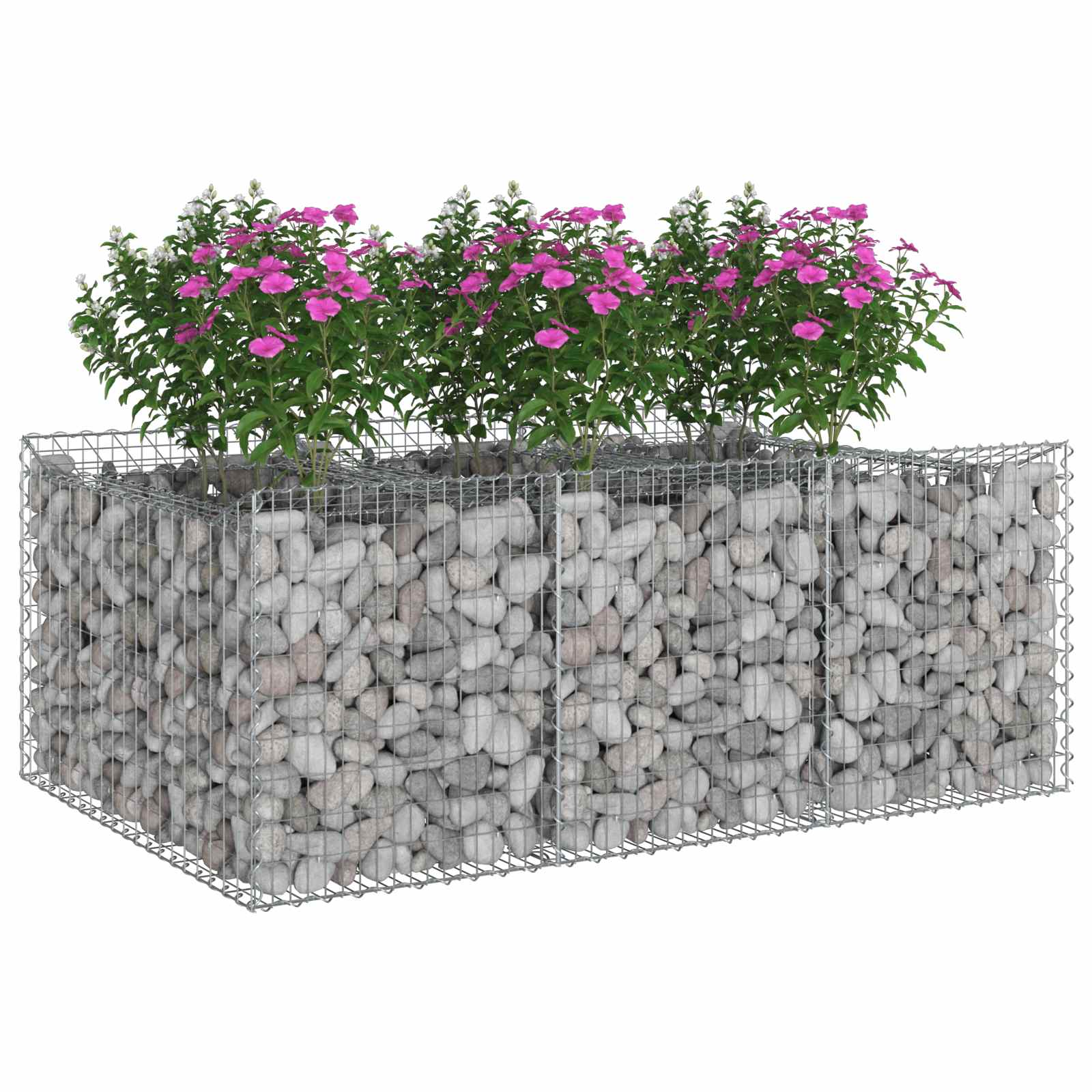 Gabion emelt ágy ezüst 150 x 100 x 60 cm horganyzott acél