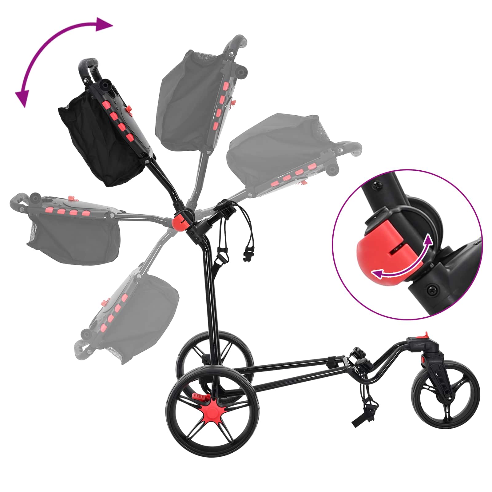 Golf kocsi fekete 110 x 60 x 132 cm vas